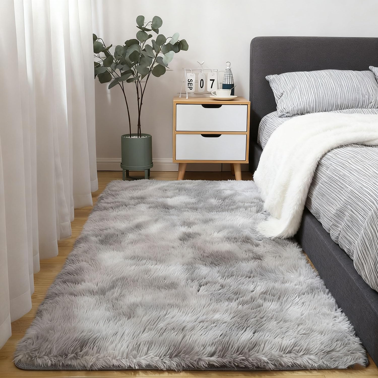 Tapis doux et moelleux lavable antidérapant pour salon