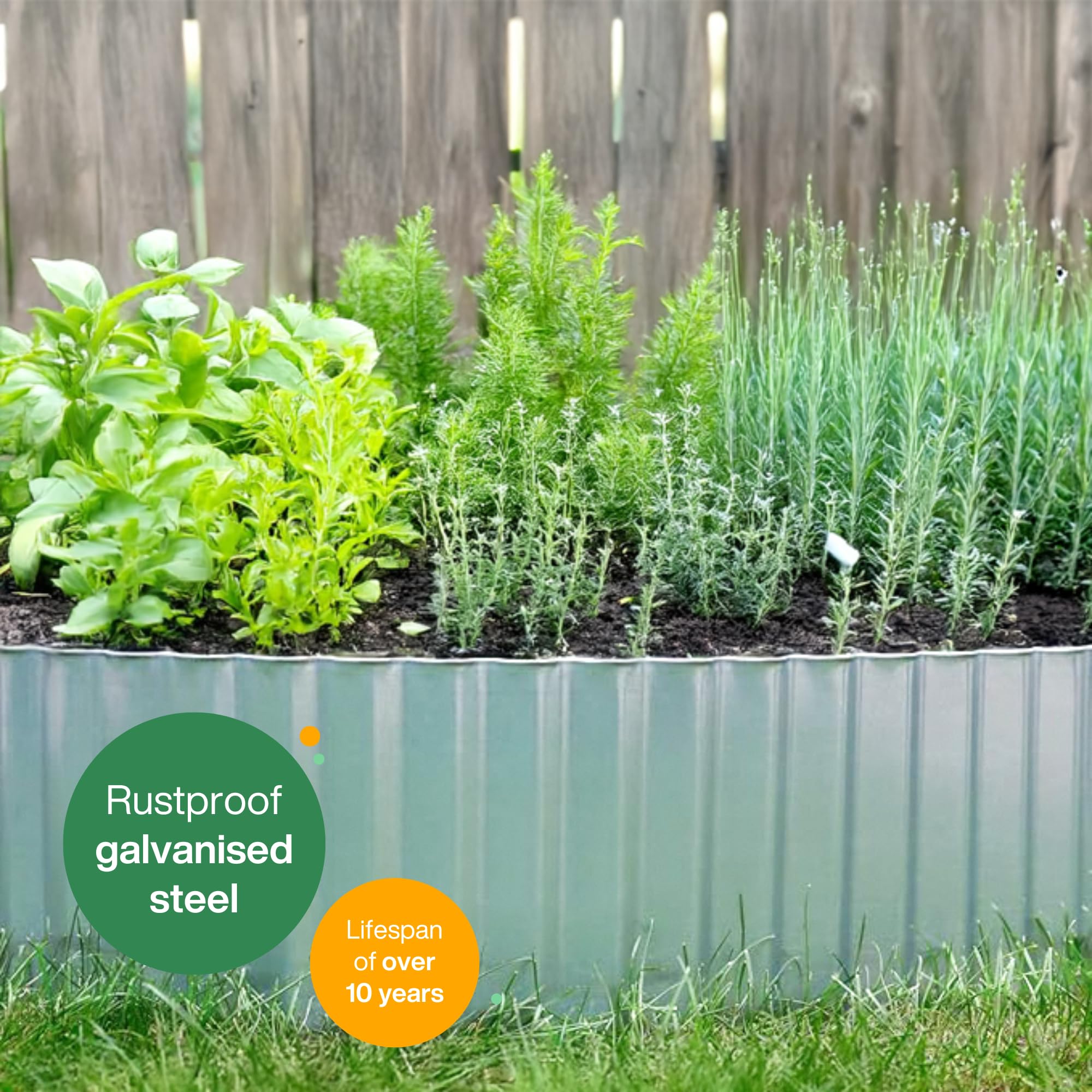 UNIGARDIA Galvanised Steel Lawn Edging 6 m, Metal Garden Edging 15 cm High, Easy to Install, Corrugated Garden Edge Border - Image 3