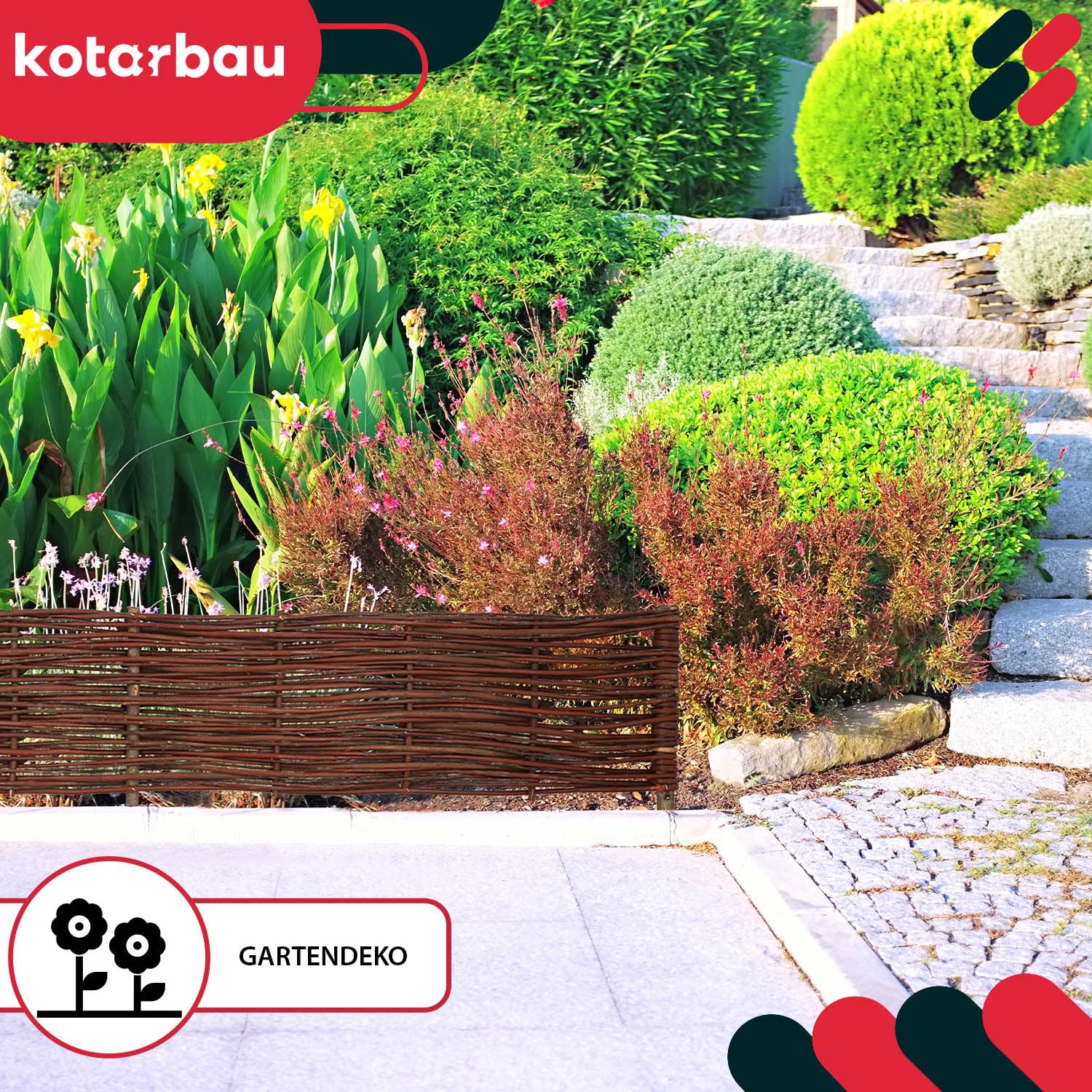 KOTARBAU® 10 pezzi Staccionata in Legno per Giardino - Recinzione in Vimini - 120 x 20 cm - Marrone - Staccionata Giardino Esterno - Steccato in Legno - Decorazione Da Esterno