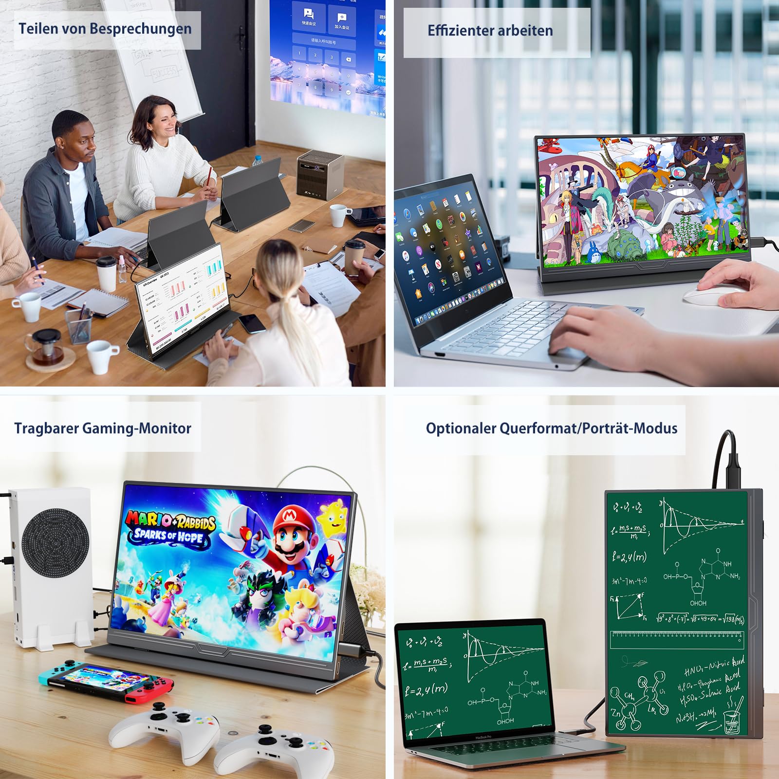 Portable Monitor 15.6 Zoll Tragbarer Mobiler IPS Bildschirm HDR