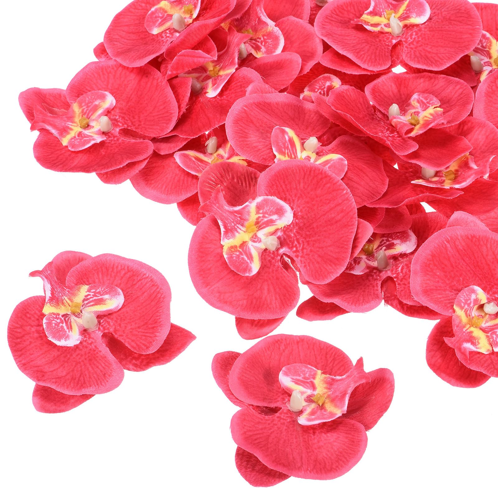 M METERXITY 20 Pack Artificial Silk Butterfly Orchid Flower Heads - for Event Decoration, Apply to Wedding/Party/Festival/DIY (3.5", Fuchsia)