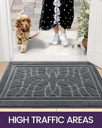 Miniatura 16 de DEXI - Tapete para puerta delantera interior y exterior, diseño de perfil bajo, lavable y antideslizante, tapetes de interiores y exteriores