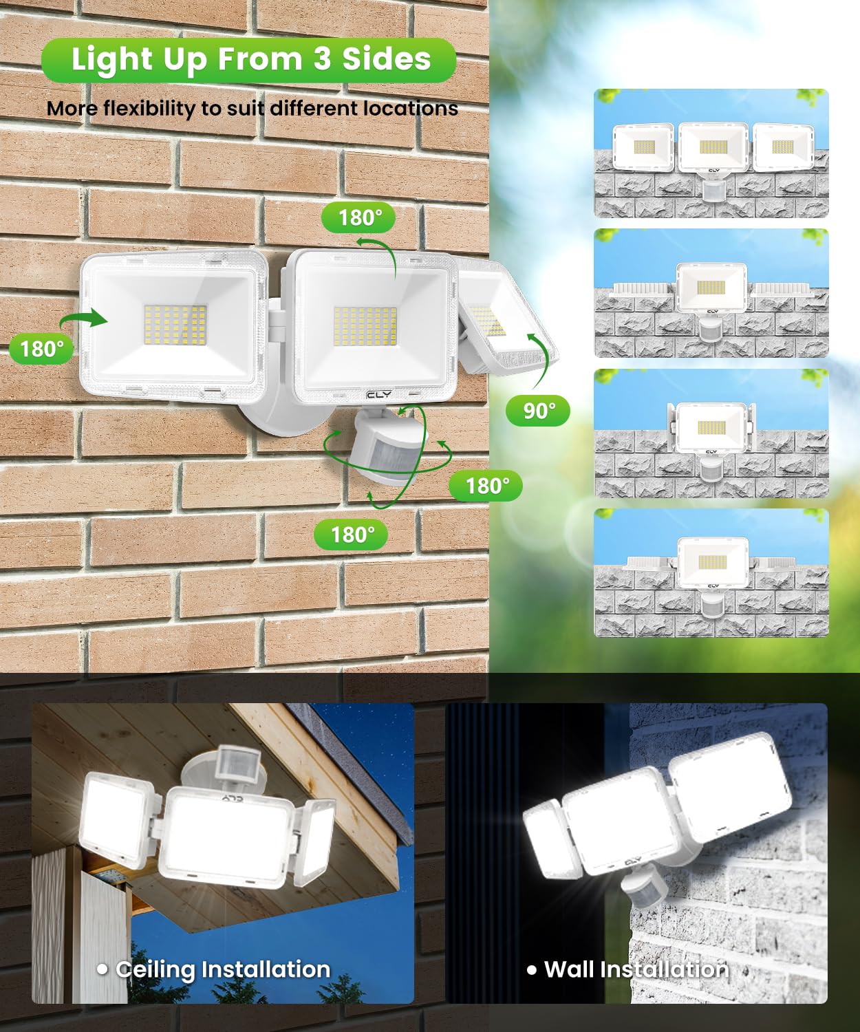CLY 70W Projecteur Led Exterieur Detecteur De Mouvement Et Télécommande | CLY Eclairage Exterieur Avec Detecteur 6580LM Spot Led Extérieur Avec Détecteur Blanc Froid 6500K Étanche IP66 Pour Garage