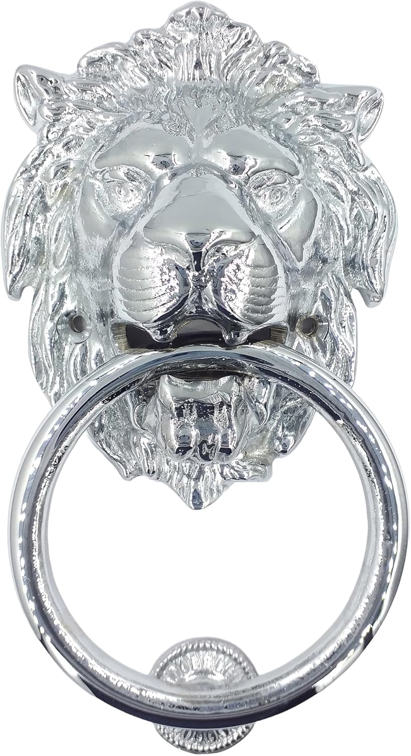 Lions Head Door Knocker,7.1 inches,Solid Brass,Regency Period(Polished Brass)