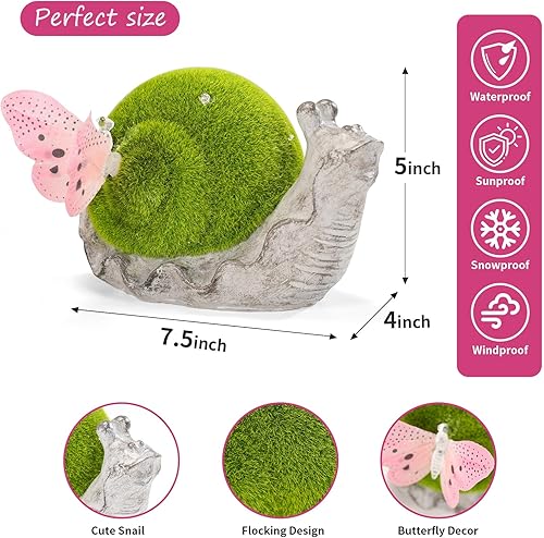 Miniatura 9 de Vasesun Luces solares de estatua de jardín de tortugas para decoración al aire libre con cristal agrietado LED, iluminación de resina suculenta