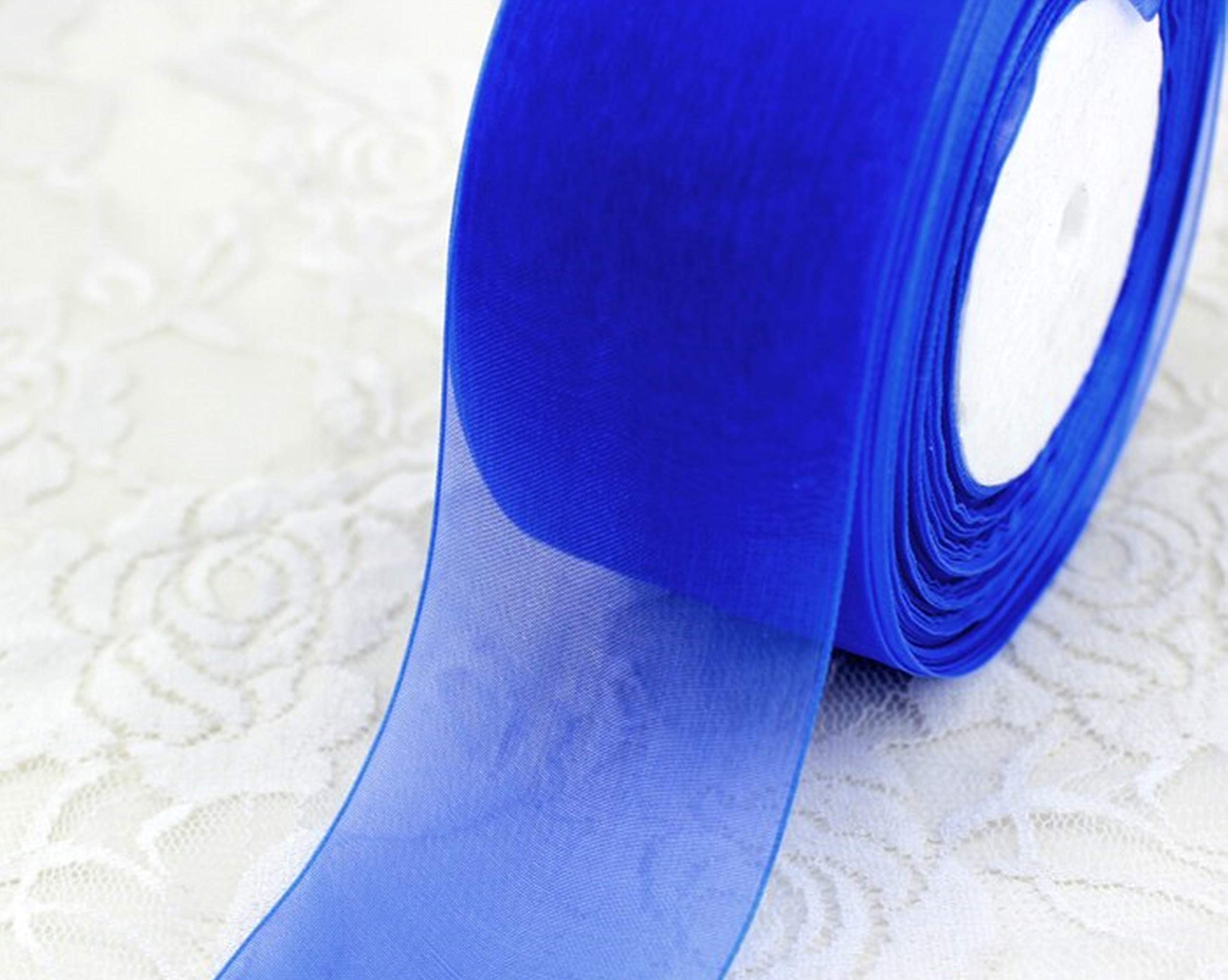 Gcs Royal Blue 10Mm Organza Ribbon 50 Yards / 45 Meters S, Gift Wrap Ribbon, Ribbons For Gift Wrapping, Christmas Ribbon, Gift Wrapping Ribbon For Crafting, Wedding Party Decor