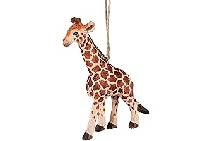 C&F Home Giraffe Wood Carved Safari Christmas Xmas Ornament Cream
