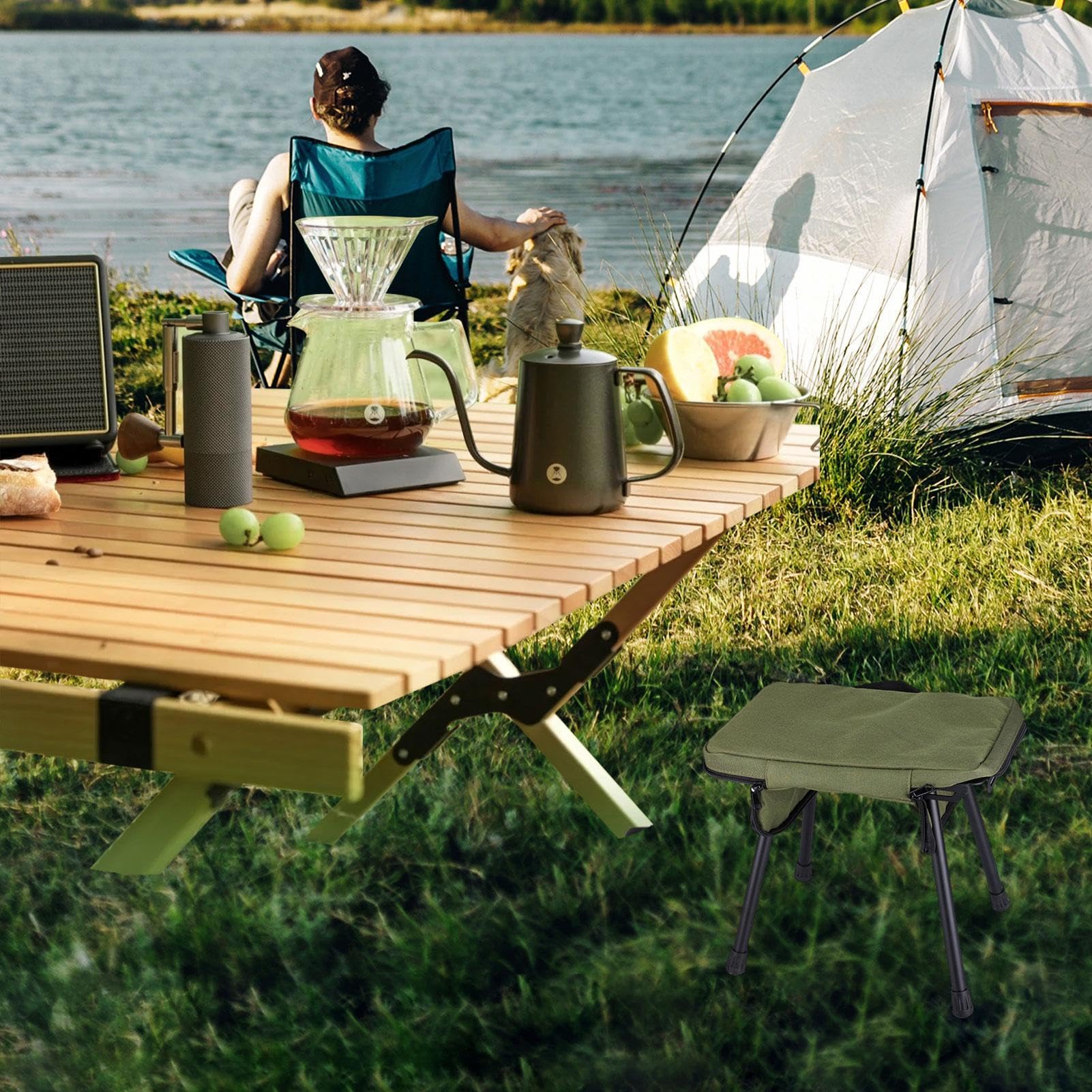 Tabouret de Pêche Poids Max 80 kg Siège Léger | Tabouret Pliant pour la Plage, la Randonnée, les Voyages, les Pique-niques, le Jardin et les Activités en Extérieur