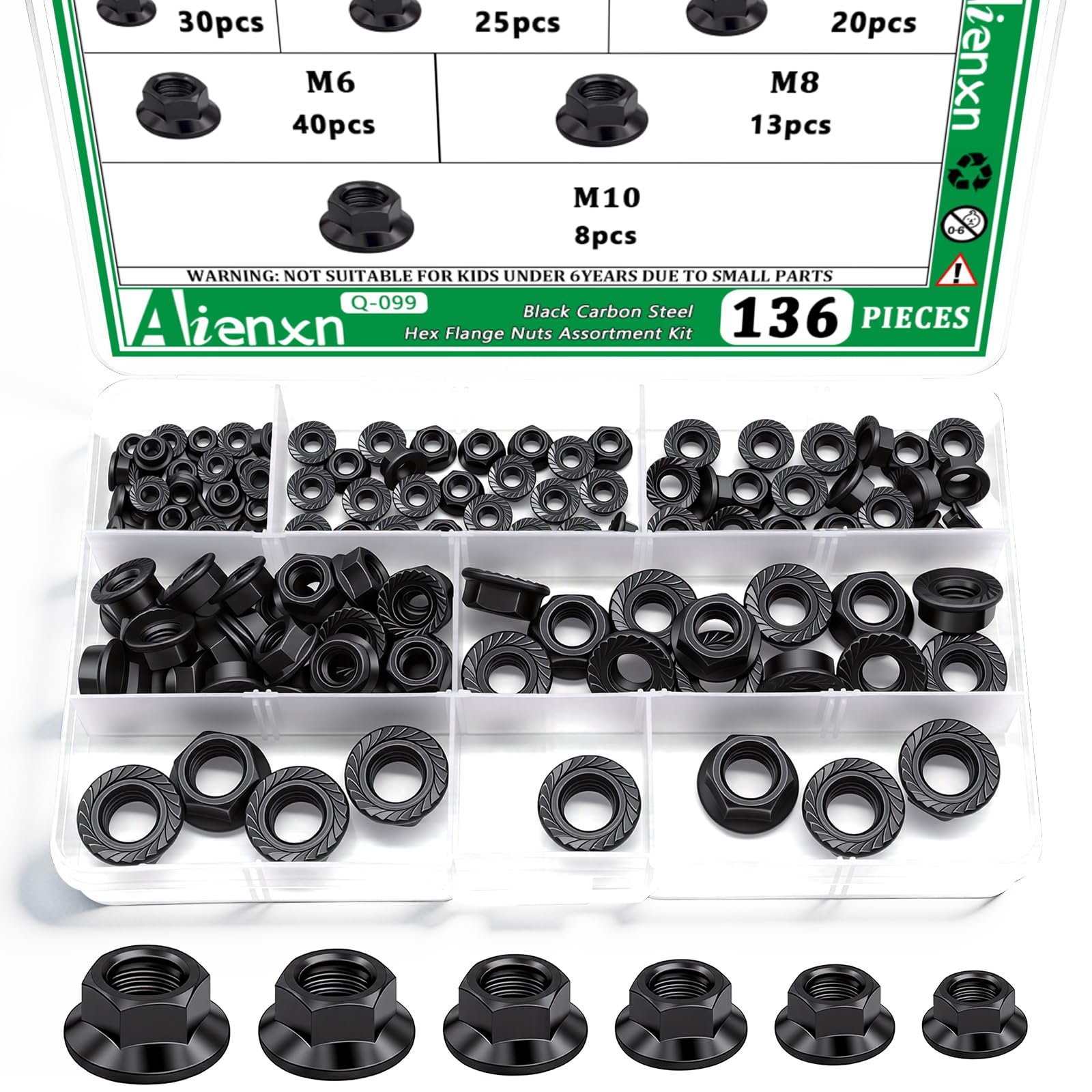 Stainless Steel Flange Nuts - 140 Piece Set -7