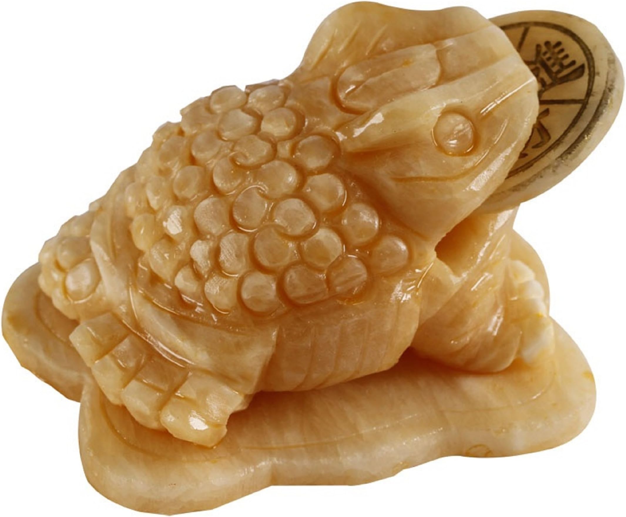 Yuchengstone Bagua Feng Shui Jade Toad Frog Lucky Orange Calcite or Marble