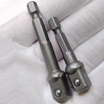 1/4 Hex to 3/8 Socket Adapter,1/4 Hex to 3/8 Square Socket Bit Adapter,Power Tool Replacement Part Adapter Suitable for Drill Driver Socket Driver Electric and Pneumatic Drill (4 Pieces)