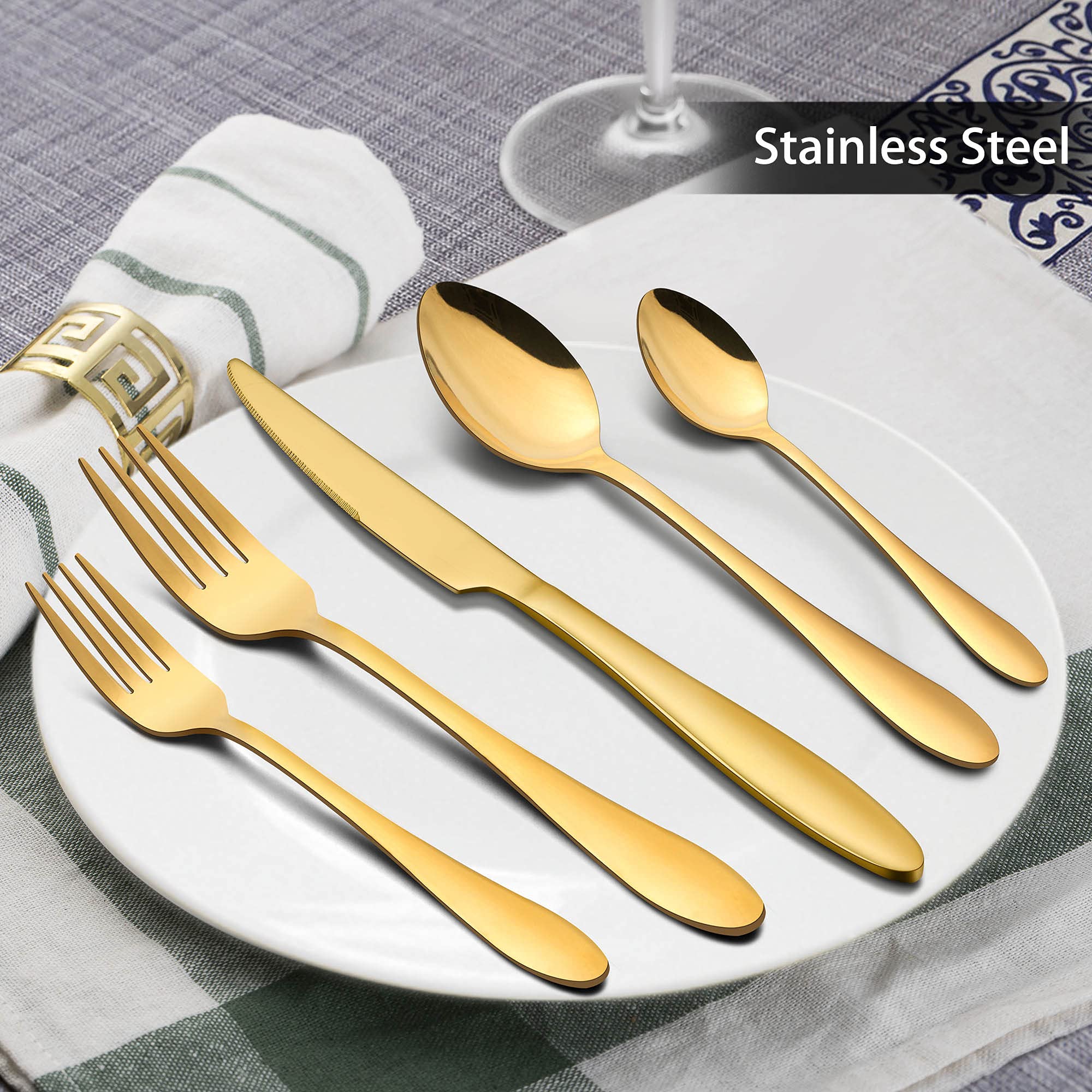 LIANYU 40-Piece Gold Silverware Set for 8, Flatware Cutlery Set — Amazon image 3