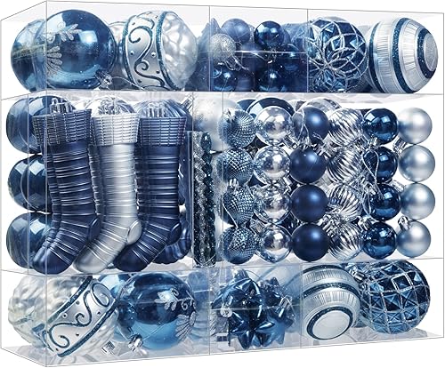 Juego de 150 adornos de bolas de Navidad, bolas de Navidad decorativas irrompibles, colgantes de adornos surtidos para árbol de Navidad, fiestas,