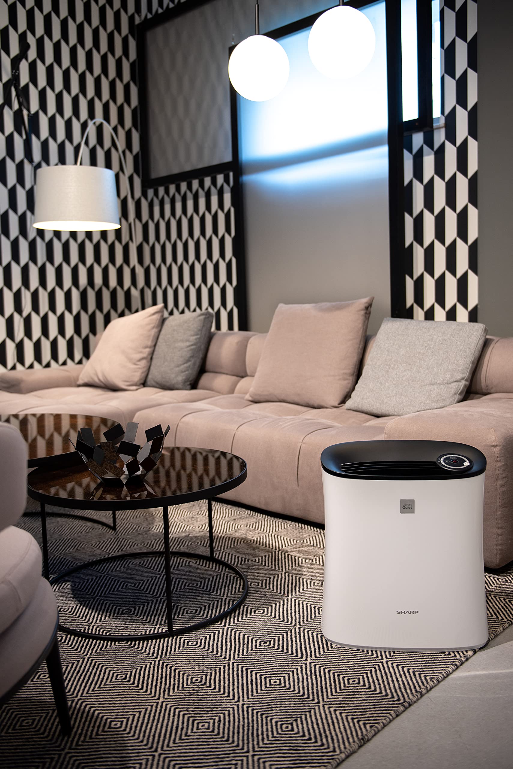 Sharp UA-PE30E-WB Purificador de aire con sistema de filtro de 2 niveles, flujo de aire 60-180 metros cúbicos/h, 25dB, para espacios de hasta 21 metros cuadrados, blanco