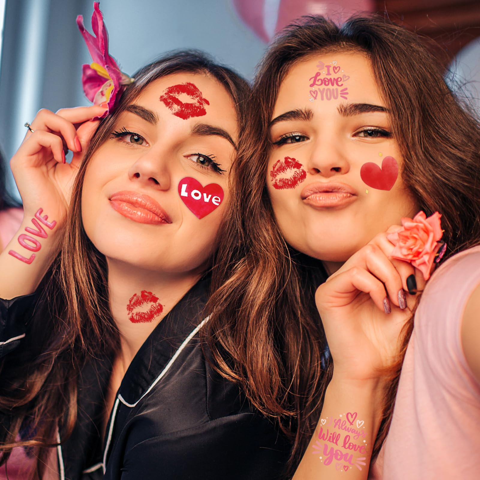 winthrop 240 Pcs Bulk Valentine's Day Temporary Tattoos for Kids, Individually Wrapped Safety Waterproof Tattoos, Best Choice for Classroom Gifts Bag Matching Game, 60 Different Watercolor Designs