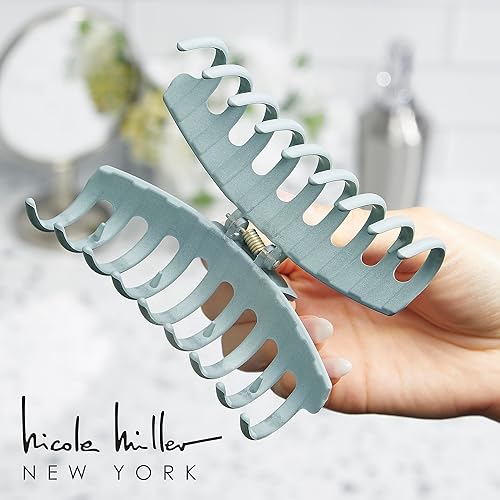 Miniatura 6 de Nicole Miller - Pinzas de garra grandes (4.3 pulgadas)  Paquete de 8 en 4 colores con estilos cuadrados y mariposas, rosa, verde, azul y negro,