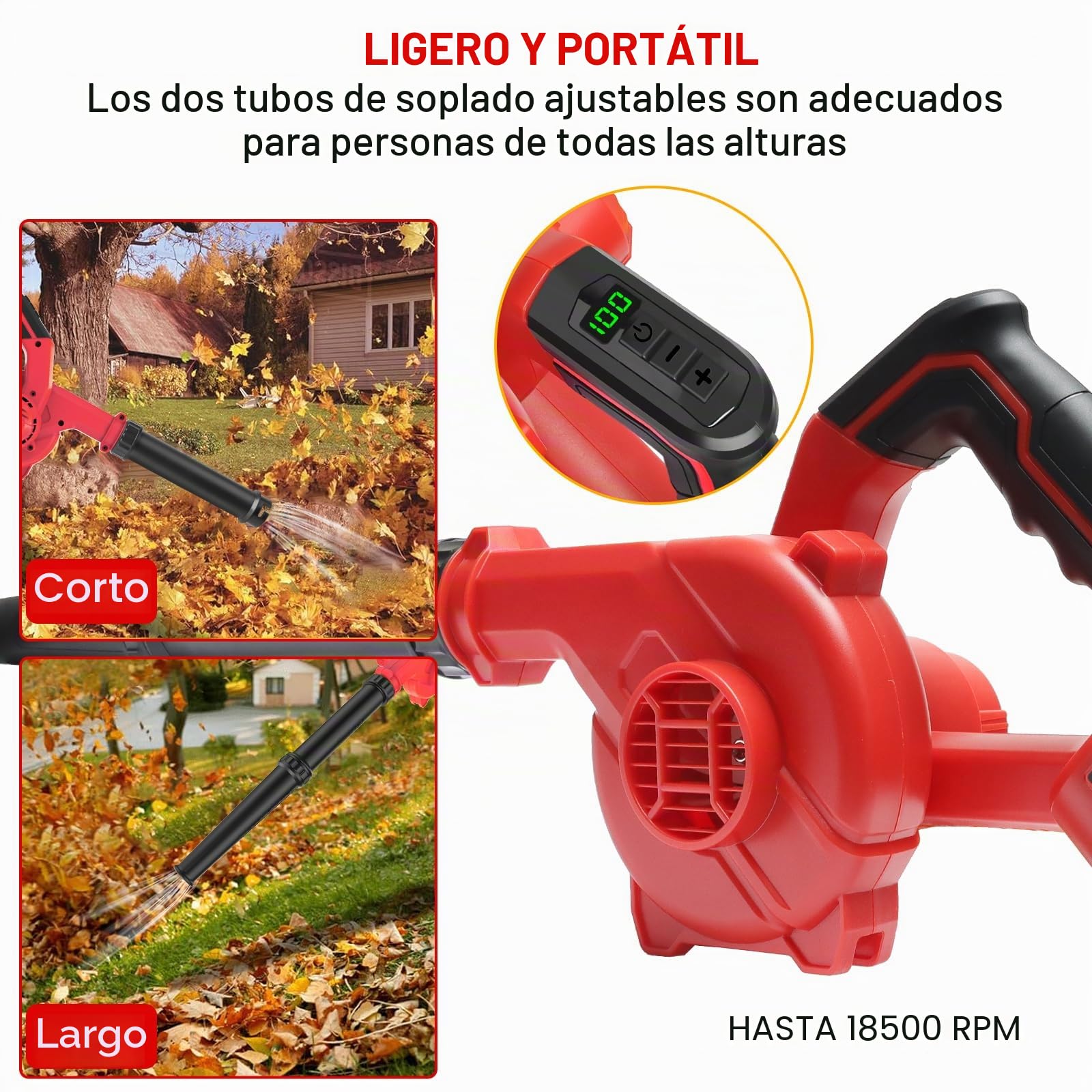 Powarobor Soffiatore per Foglie Senza Fili Compatibile con Milwaukee M18 18V, Batteria agli Ioni di Litio da 18V 5,0Ah Inclusa