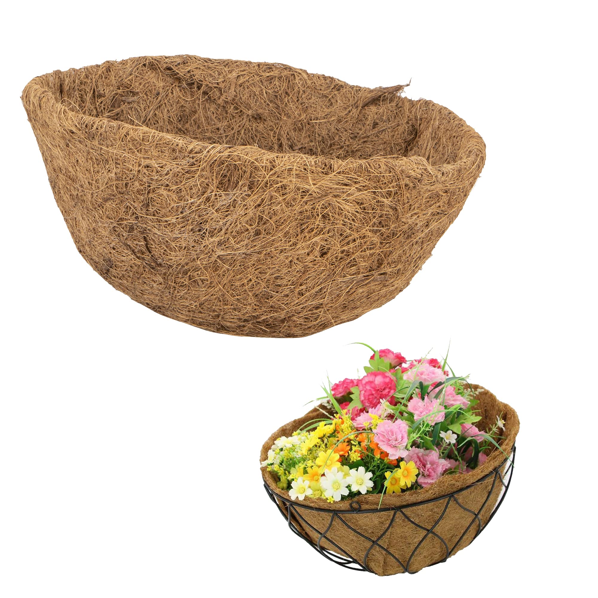 D.A.Y. Republic 2pk 12" Coco Liners for Hanging Baskets – Natural Coconut Fiber Round Replacement Liners for Garden Hanging Planters (2pk - 12" Coco Basket Liner)