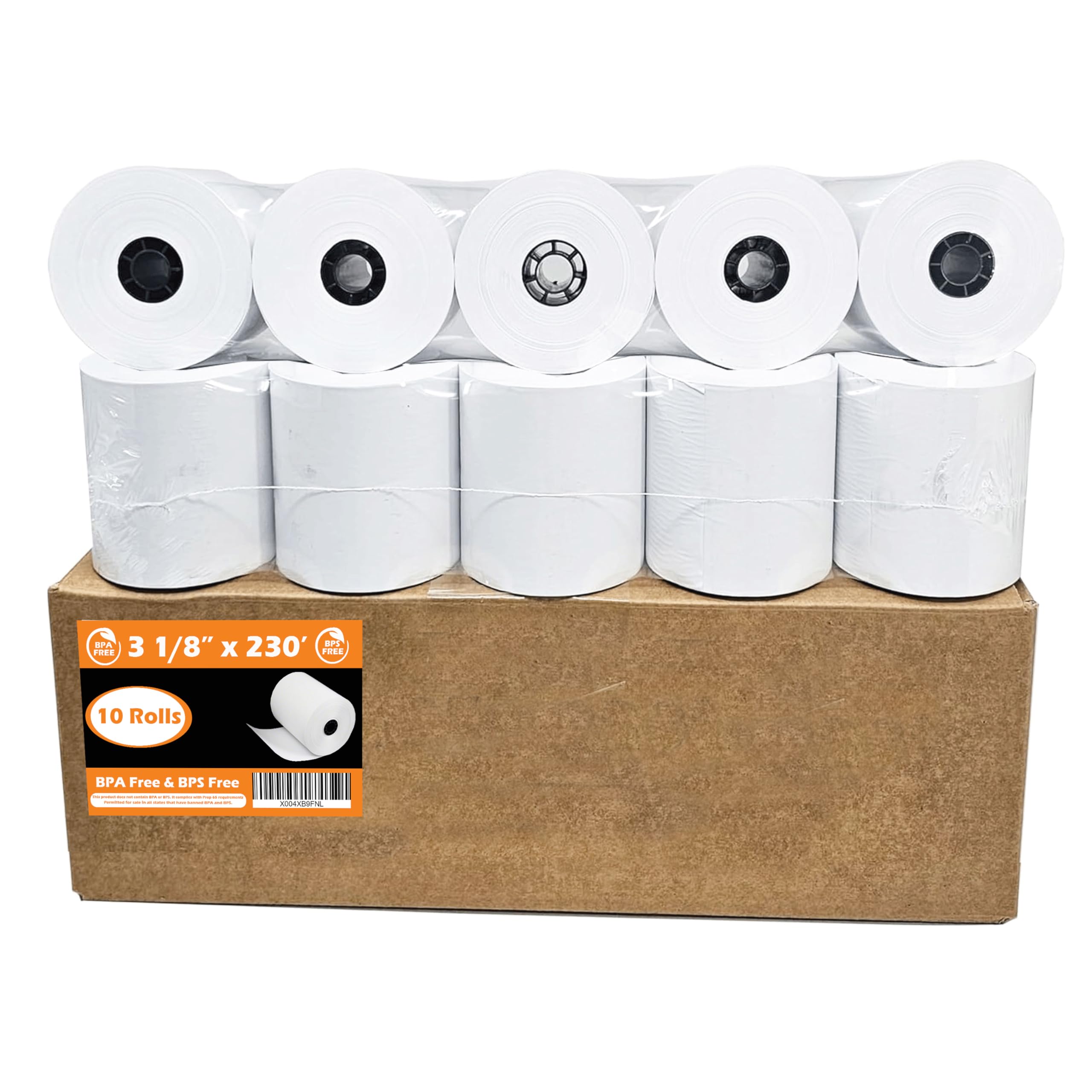 Carta termica senza BPS e priva di BPA (10 rotoli) 3 1/8 x 230 rotoli per ricevute compatibile con tutte le stampanti Clover POS registratore di cassa, Star Micronics SCP700 TSP100 TSP300 TSP400 da