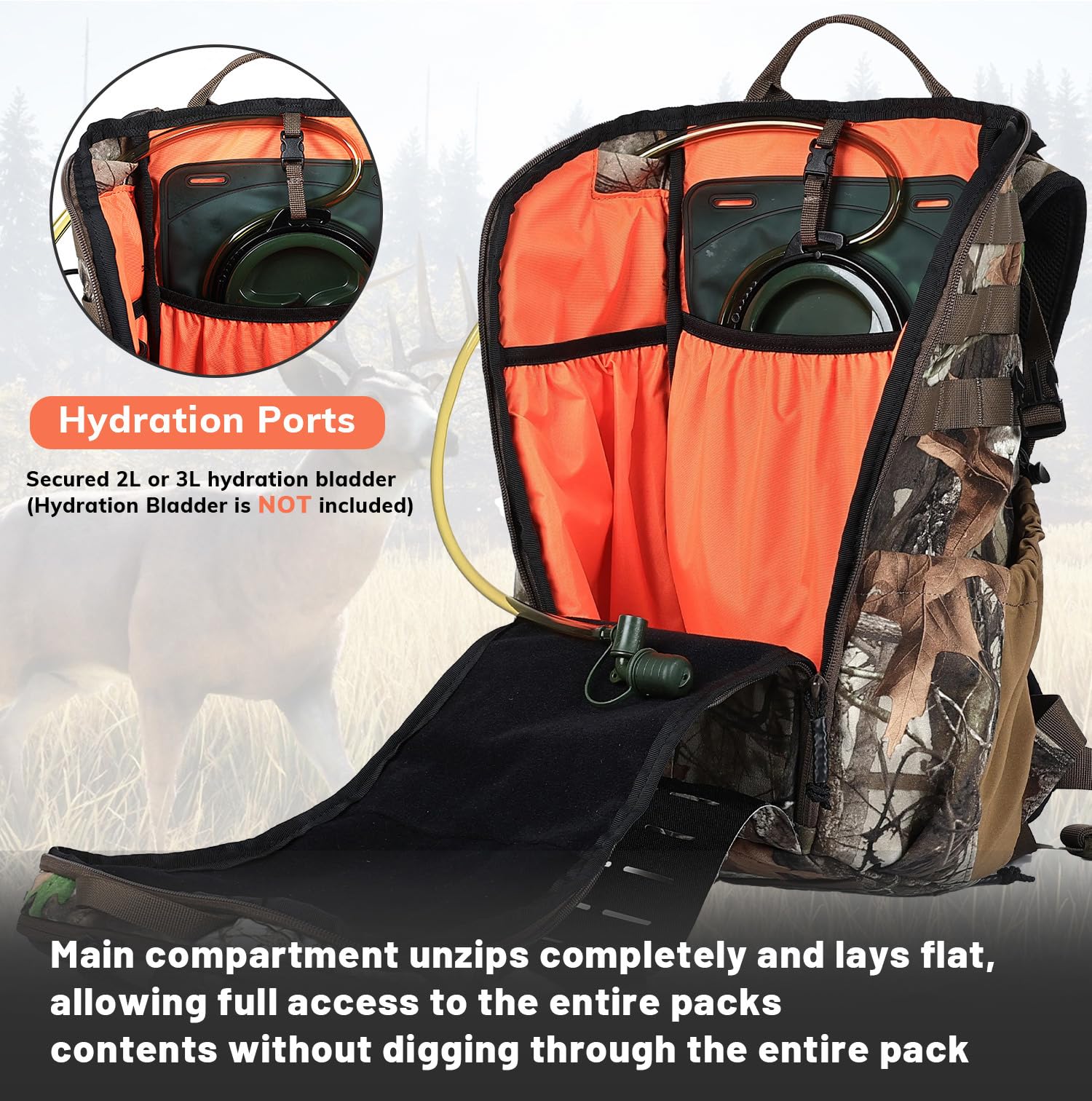 Jagd-Rucksack, wasserdicht, Camouflage, Jagdrucksack mit Regenschutz