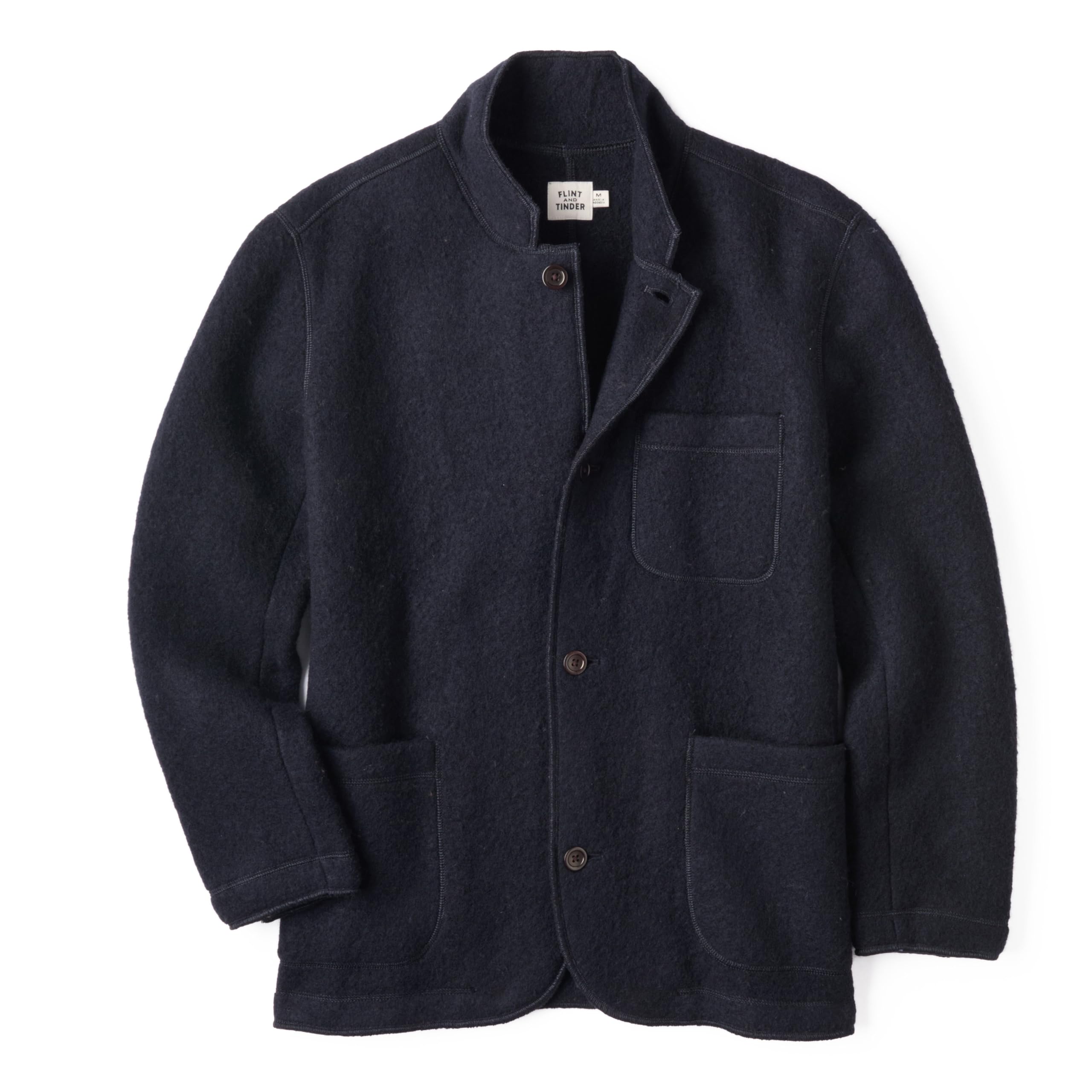 Huckberry Flint and Tinder The Boiled Wool Chore Blazer, Mens Casual Sport Coat, Jacket, Dark Navy, M