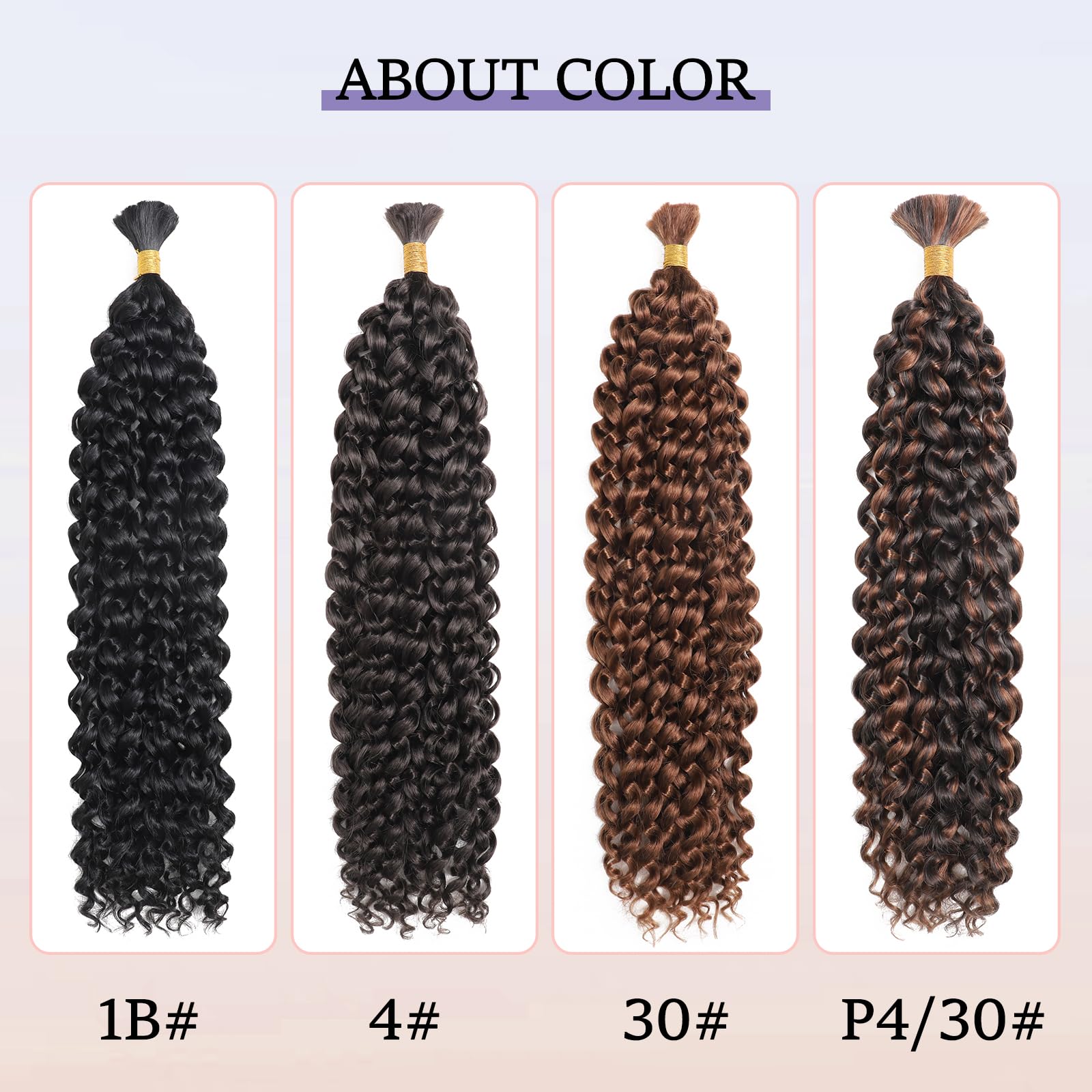 Deep Wave Bulk Hair for Braiding 22 Inch Natural Curly Hair for Boho Braids No Weft Wet and Wavy Braiding Hair Extensions for women (P4/30#, 22inch-3pc)