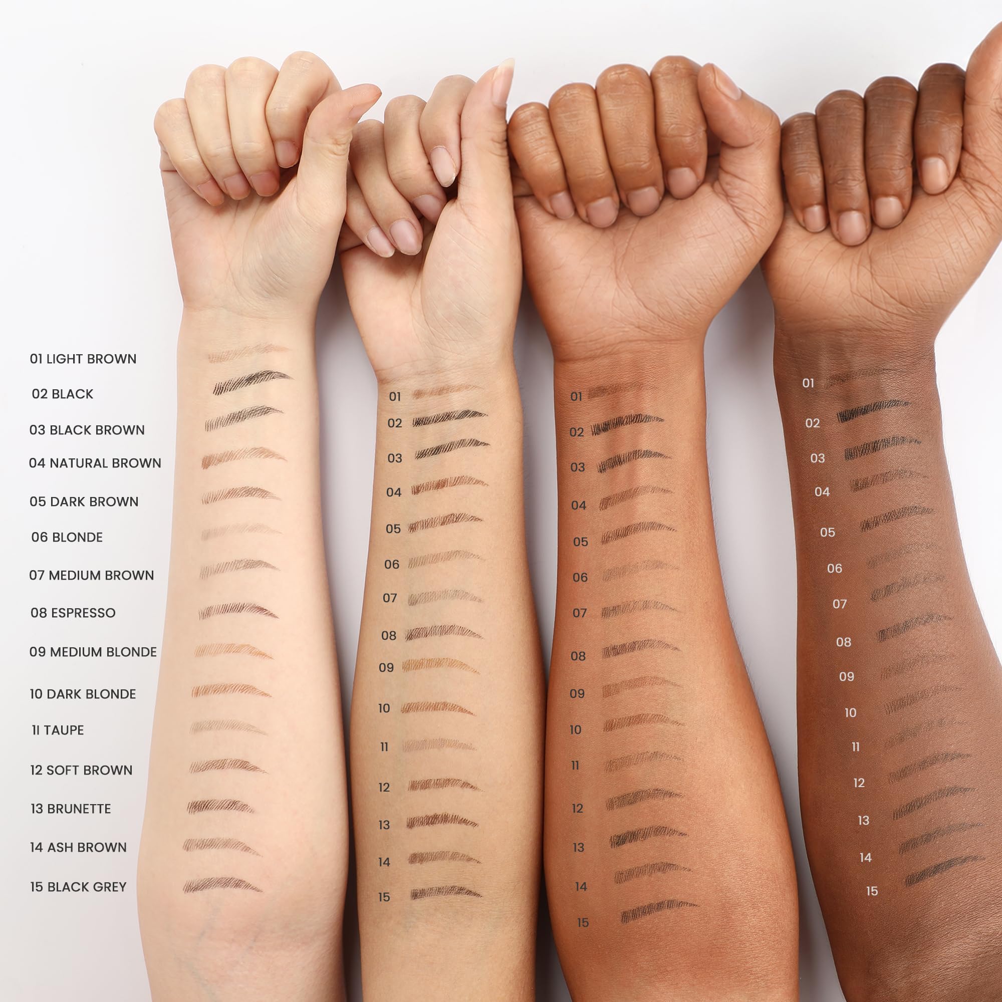 2 Pack Microblading Augenbrauenstift mit 4 Spitzen und 2 Augenbrauenbürsten, wasserdichte vegane Formel Augenbrauenstifte für Frauen, um mühelos natürliche haarähnliche Striche zu kreieren, den ganzen