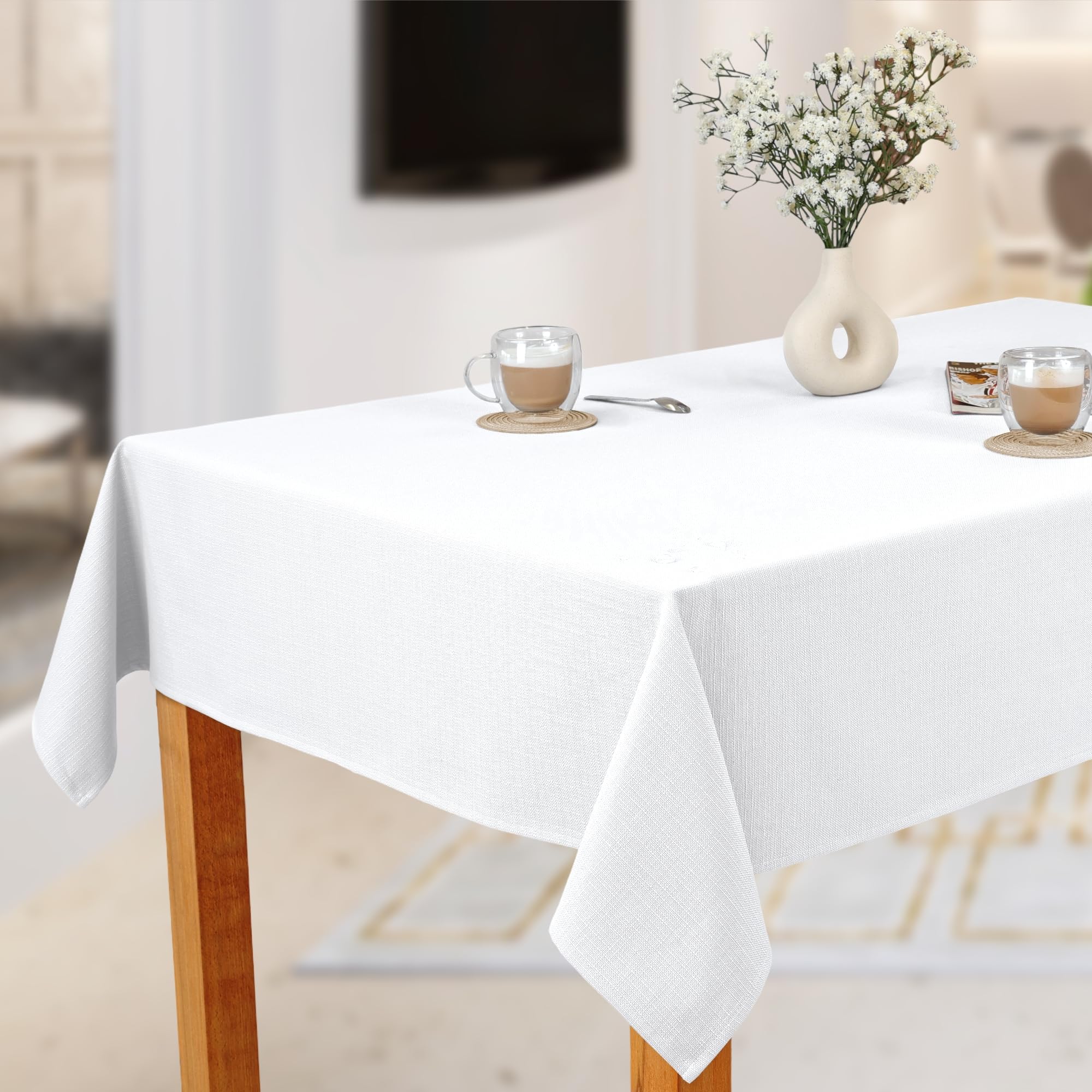 invitta Tischdecke 130x200 cm Weiß Baumwolle Polyester Mischung 230 g/m2