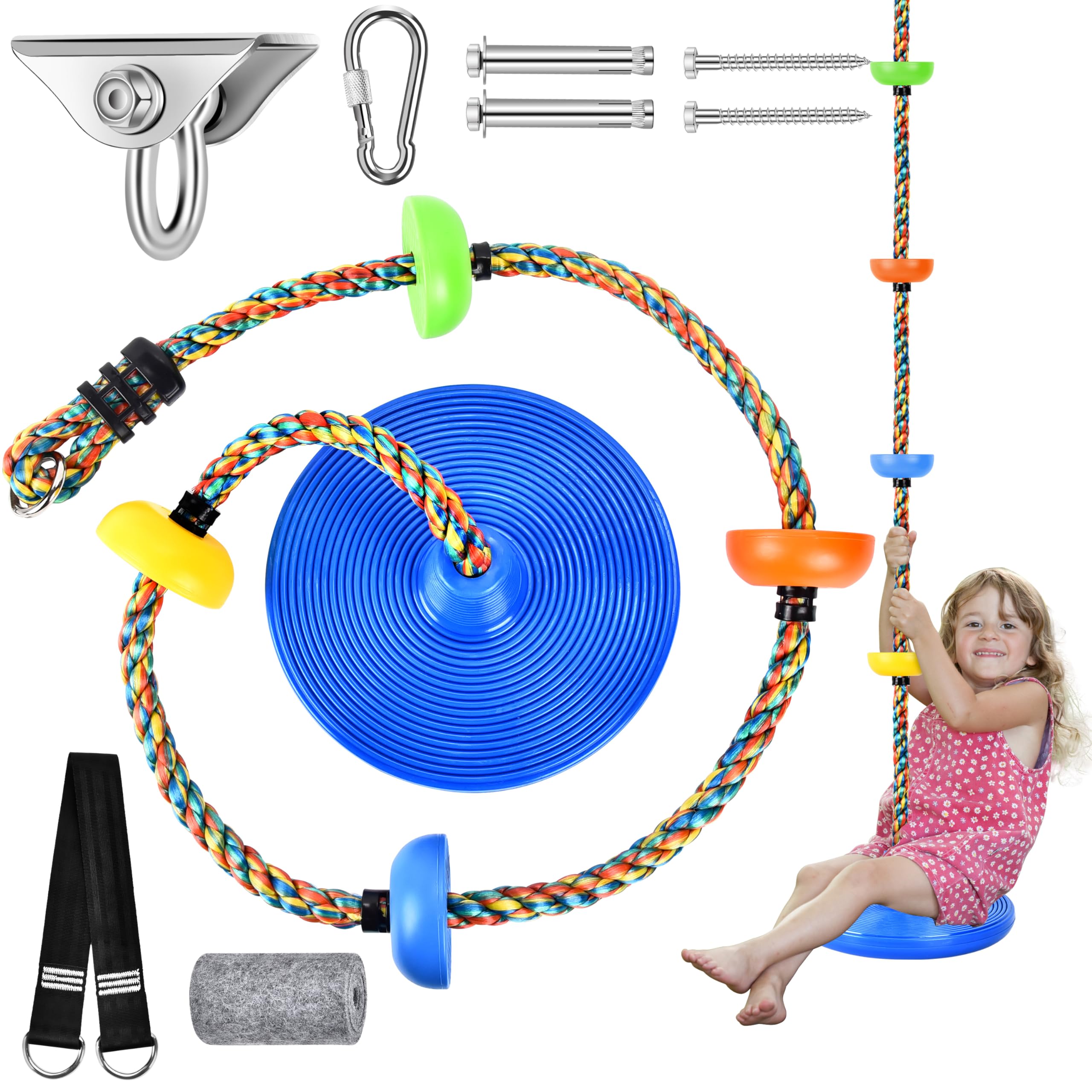 Altalena In Metallo Per Bambini In Verde E Blu, 220 X 140 X 182 Cm Swing 800x800