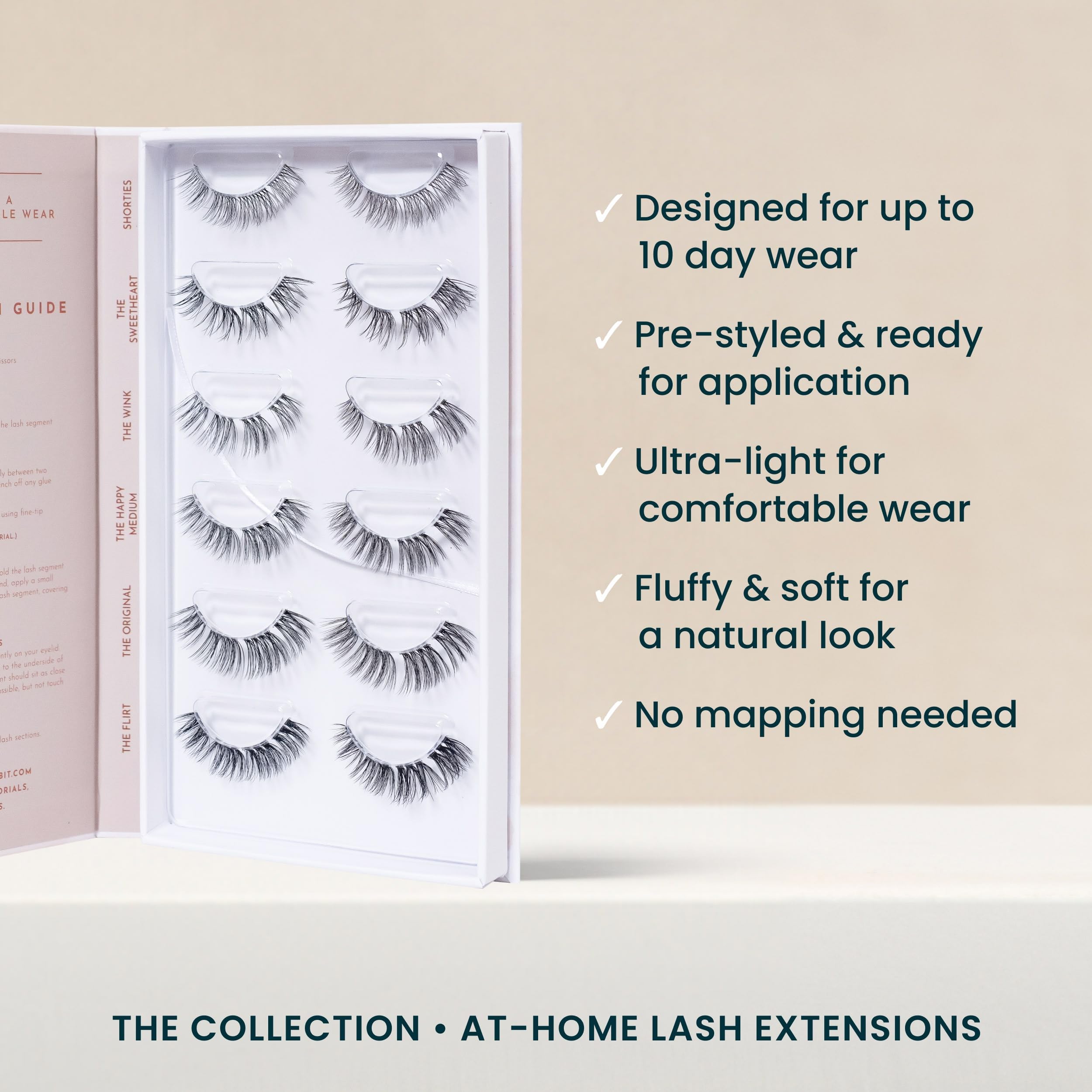 Doll-Eyed Lash Clusters for Women, Salon Quality At Home Eyelashes Extension Kit, 6 Lash Sets, No Lash Glue Included