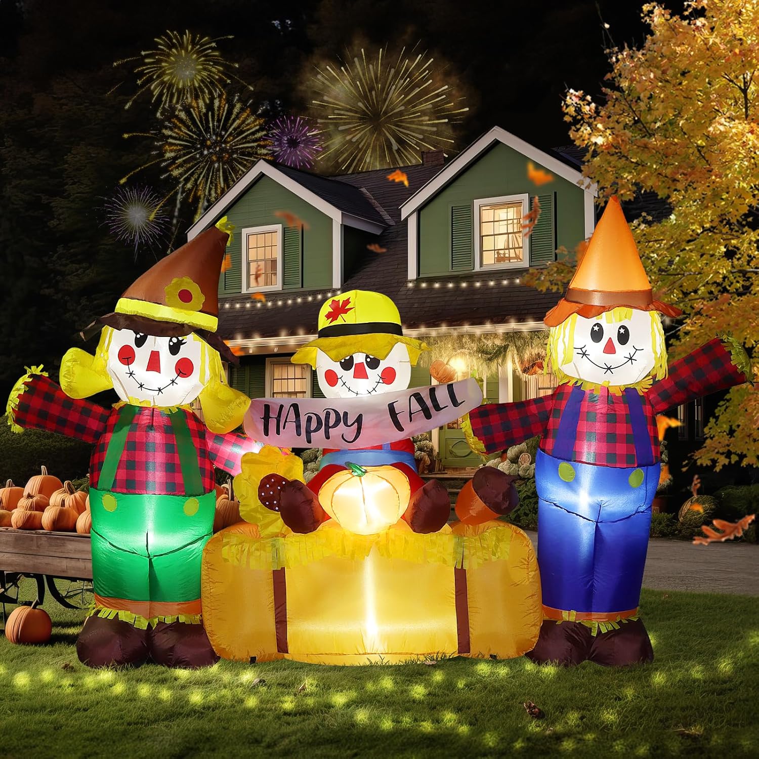 8.2 Ft Long Thanksgiving Harvest Fall Inflatables Scarecrow
