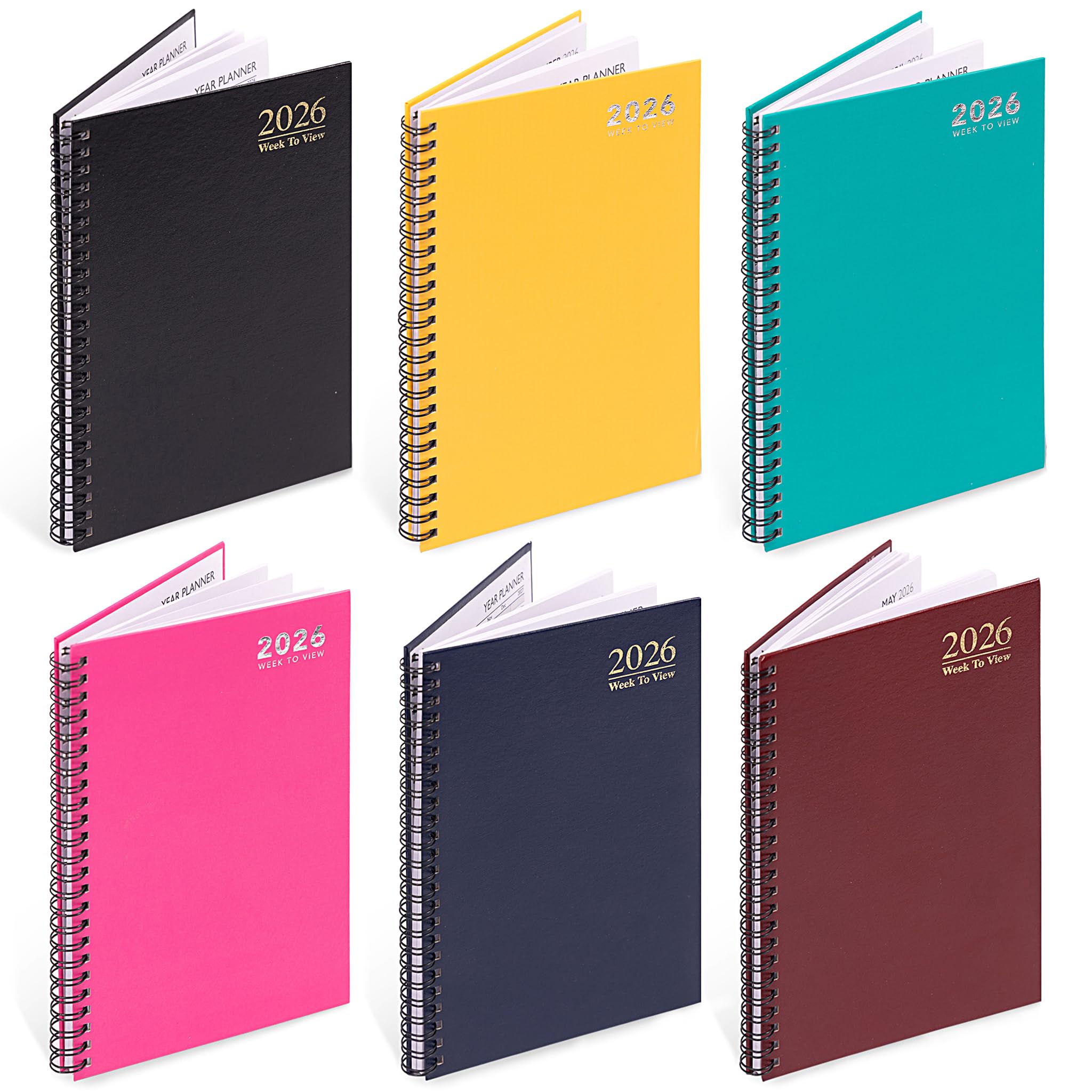 evelay 2026 A5 Week to View Diary - Spiral Bound Hardback Planner - Weekly Scheduler Organiser for Home Office School Personal Journal (Red)