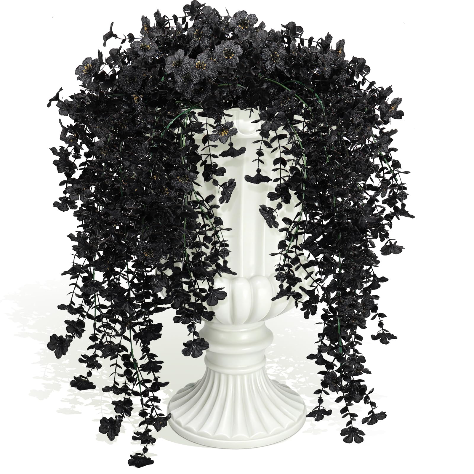 RECUTMS Black Hanging Flowers 3Pcs Artificial Petunias for Outdoors
