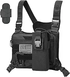 Bolsa de corrida no peito para homens, coldres táticos para pistolas para caça, esportes, caminhadas, atividades ao ar livre, pacote EDC com bolsa para garrafa de água