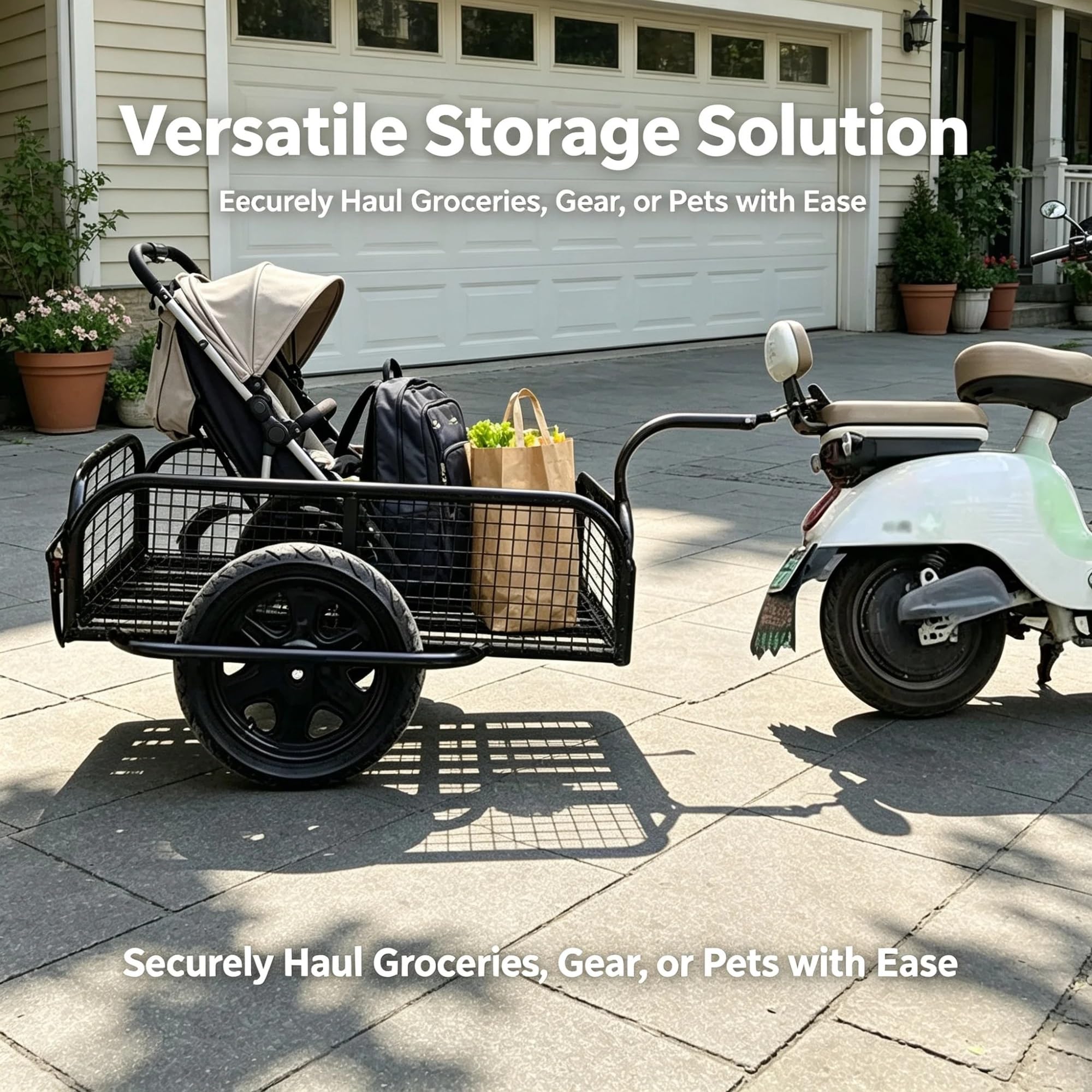 Remorque Cargo Monoroue pour Vélo Électrique, Panier Arrière Porte‑Charges pour Vélo