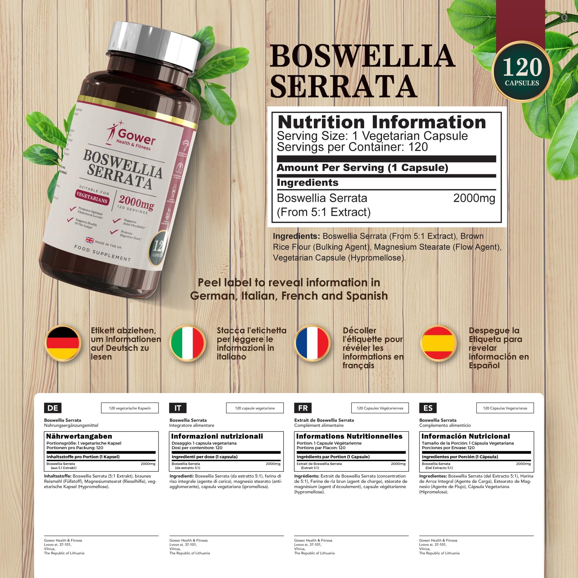 GH Boswellia Serrata 2000 mg Capsule ad Alto Dosaggio | Estratto di Boswellia 5:1 | 240 Capsule Vegane | Integratore di Franchincenso | Non-OGM e Senza Glutine | Prodotto nel Regno Unito