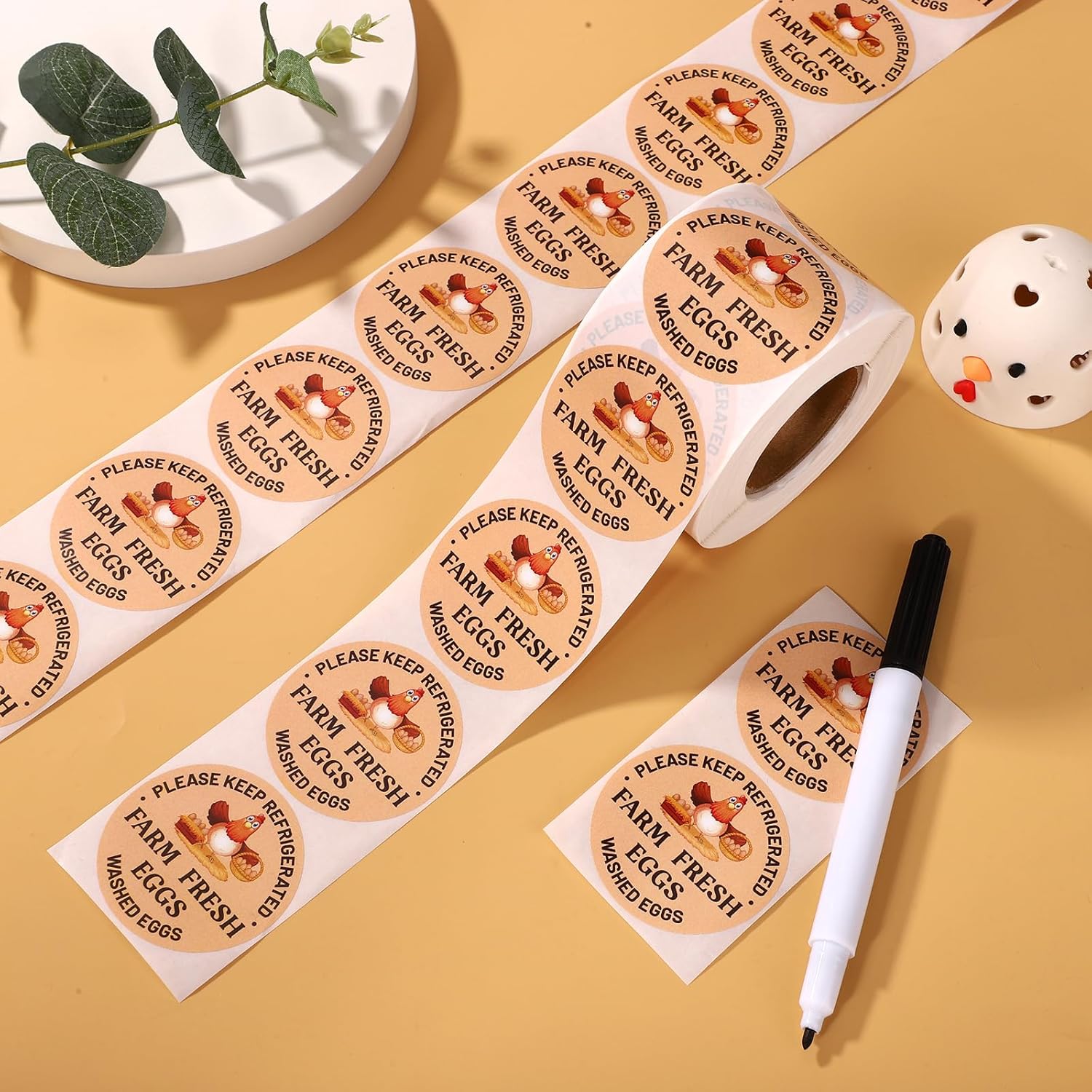 500pcs Farm Fresh Eggs Stickers, 2in Round Washed Egg Labels Self-Adhesive Carton Packaging Stickers Chicken Quail Farm Farmers Markets Supplies - Image 3