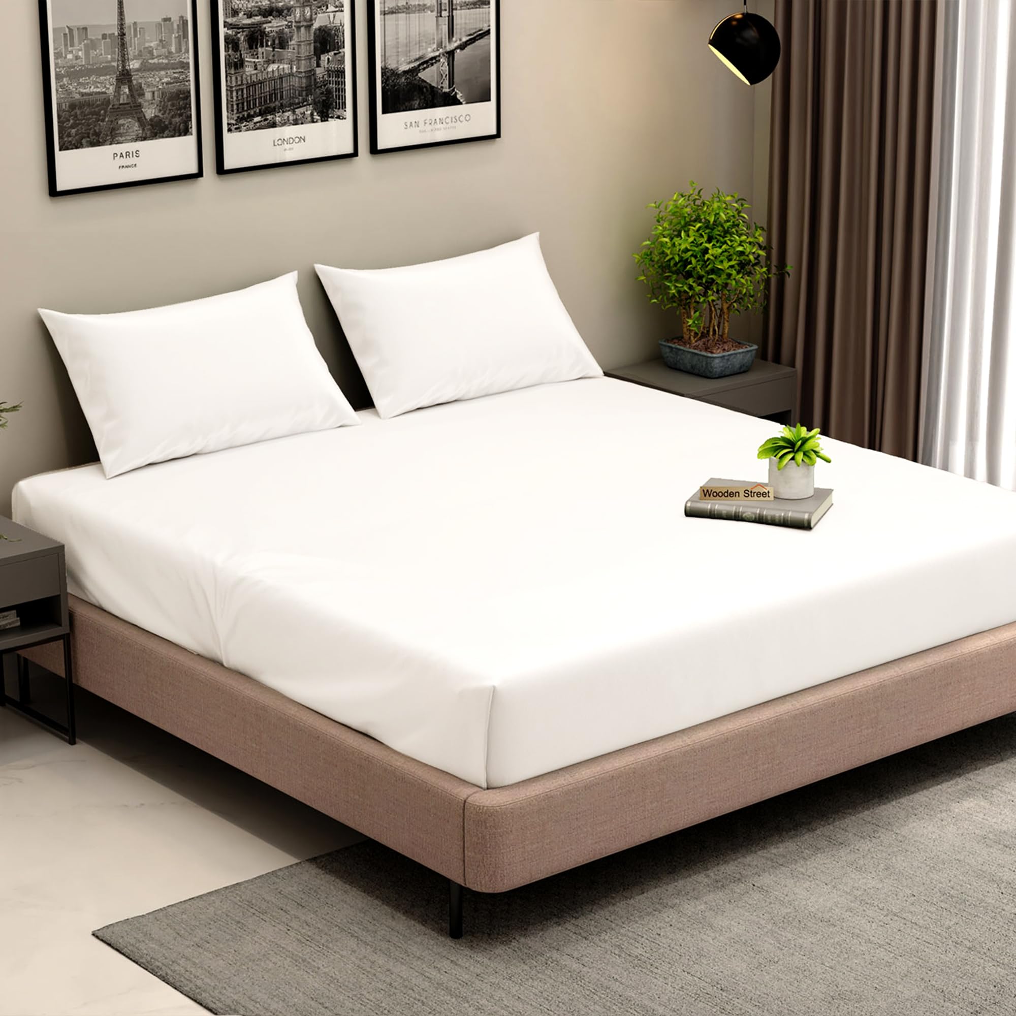 Rayon Derived from Bamboo Cooling Fitted Sheet, 16" Deep Pocket for Hot Sleeper, Silky Soft Breathable Cozy for All Seasons, 1 Piece Silky Bottom Sheet Only, White, Queen Size