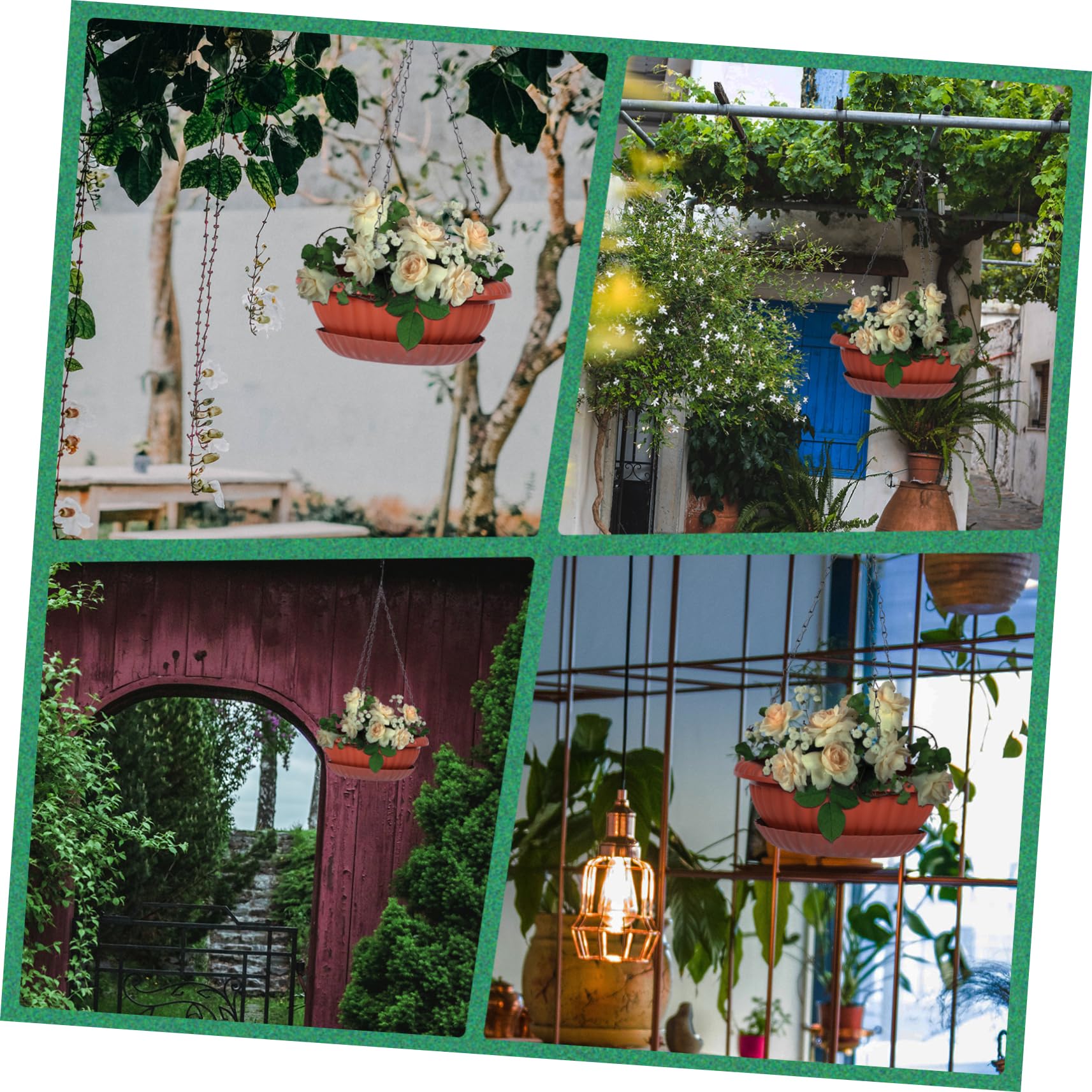 BESPORTBLE 4sets Portavasi Sospesi in Vassoi Fioriere Sospese Per Giardino Vasi Da Fiori Per Chlorophytum Accessori Da Giardino in Metallo e Pp