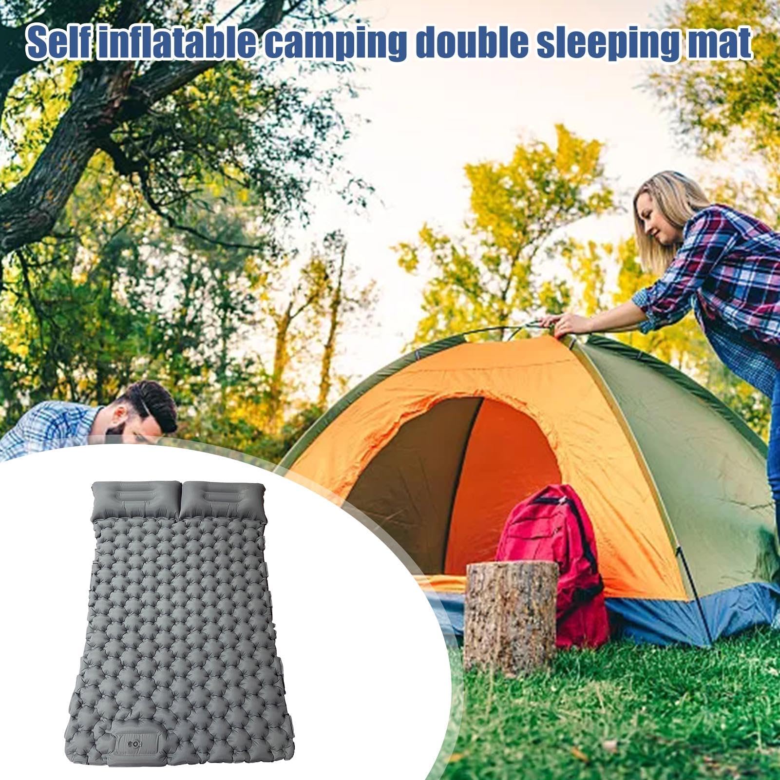 Generisch Materasso gonfiabile, materasso gonfiabile, materasso gonfiabile, materasso ad aria, da viaggio, con cuscino e pompa integrata, letto gonfiabile, portatile, pieghevole