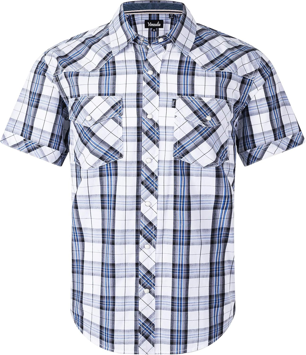 Men's Western Snap Casual Shirt Two Pocket Short Sleeve Shirt