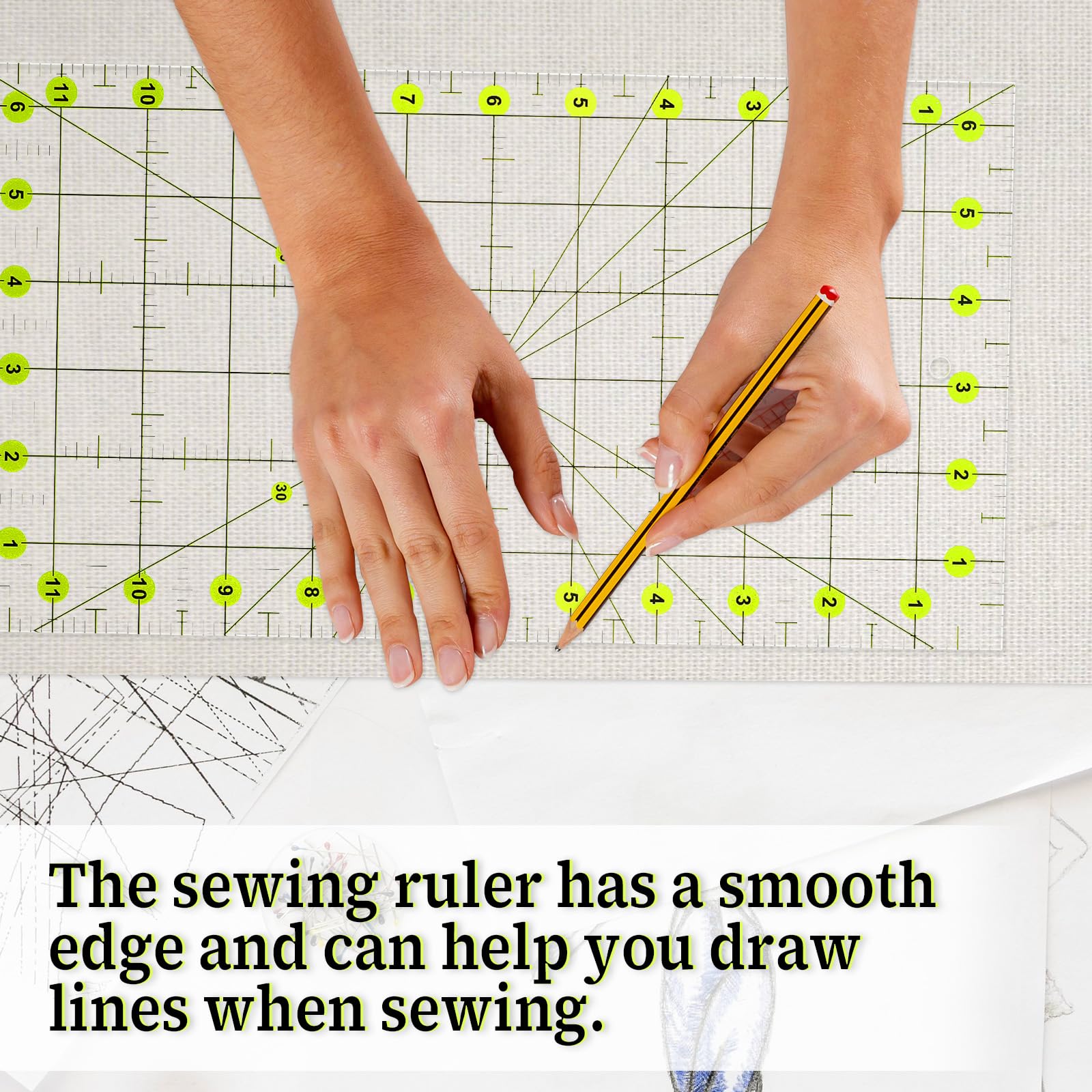 Angle Craft Ruler Fabric Cutting Mat Quilting Rulers 12x6.5 Inch - Clear Acrylic Cutting ...