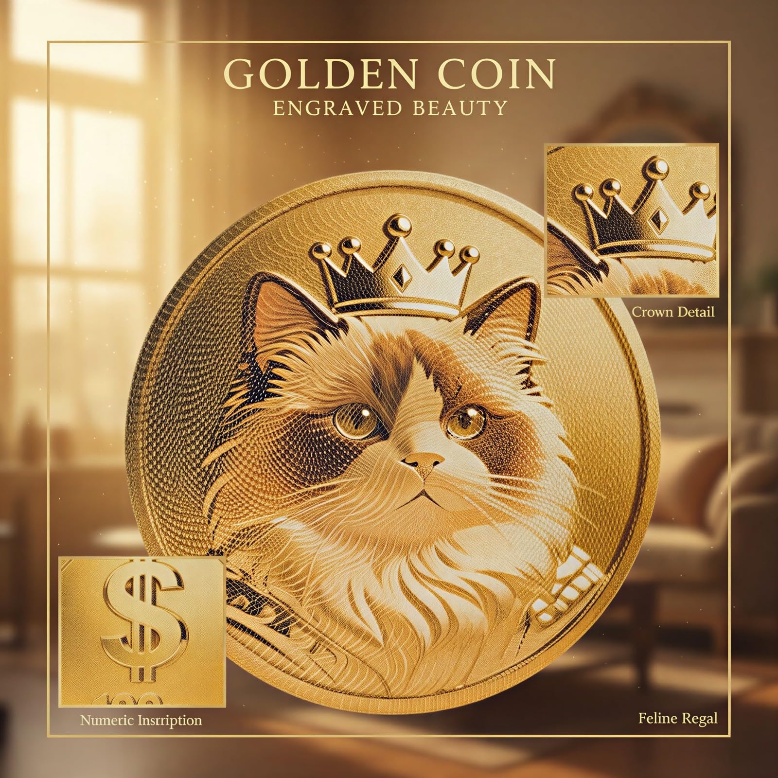 Griffoir pour Chat, Carton à gratter Mural Double Face, Motif Emblème de Fortune d’Un côté et Motif Monnaie de l’Autre, pour Chats d’intérieur, Tapis de griffage pour Jouer et se Reposer