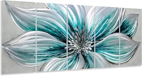 Miniatura 8 de YHSKY ARTS Arte abstracto de pared de metal hecho a mano en aluminio, moderno 5 piezas de arte en color morado, contemporáneas líneas poderosas