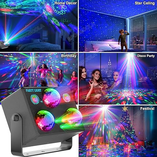 Miniatura 2 de TONGK - Luz de fiesta - DJ Disco - Luces de escenario - Proyector de Iluminación de Sonido Activado - Luz de Flash Estroboscópica con Control Remoto