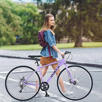 ZUKKA 700C Road Bike for Adult 7 Speed Road Bike Hybrid Road Bicycle Aluminum Frame/Dual-Disc Brakes/Multiple Colors