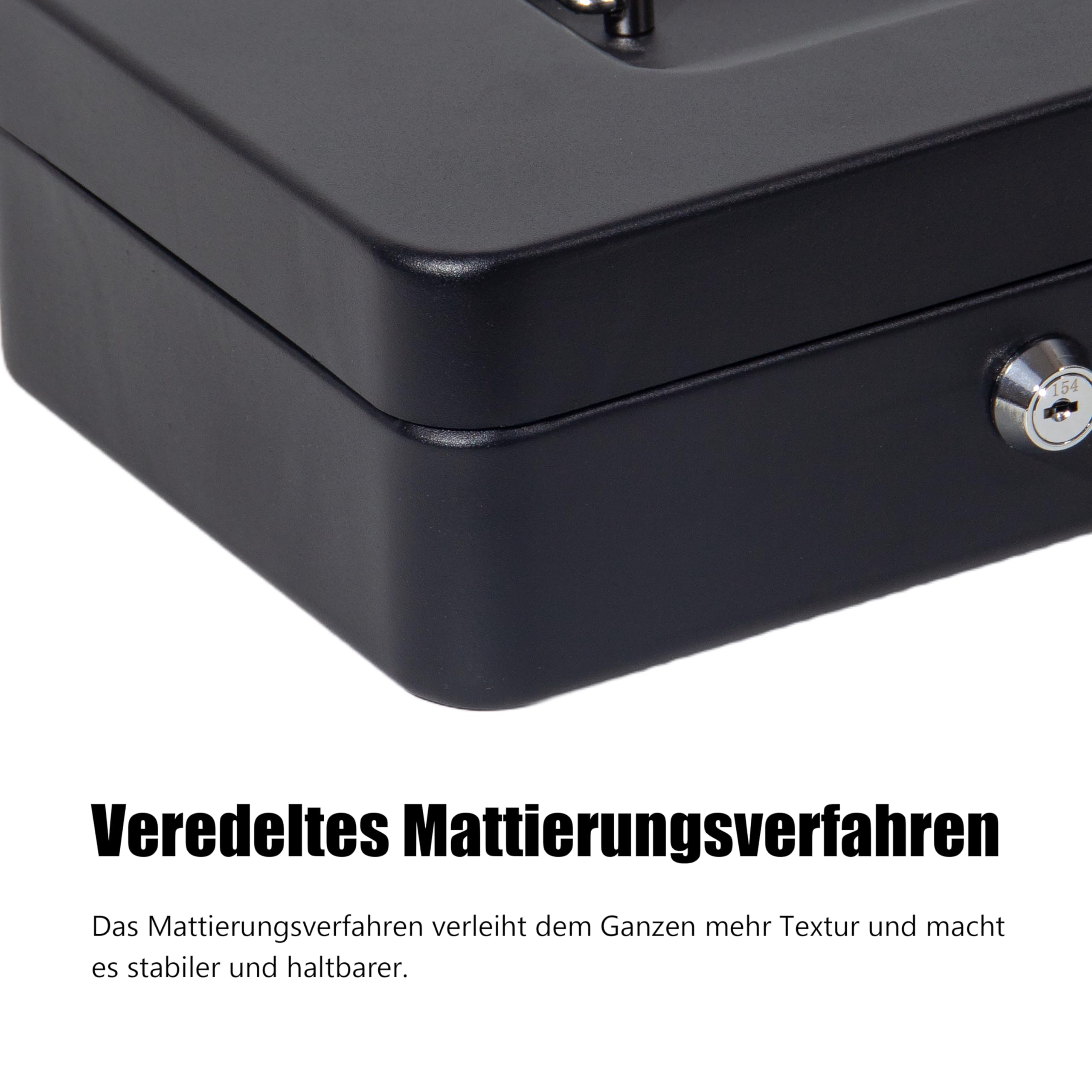 GREELUE Geldkassette mit münzzählbrett, 25 * 18 * 8.5 CM, Kasse Abschließbar, Cash Box Groß, Spardose, Geld organizer (Schwarz-25cm)
