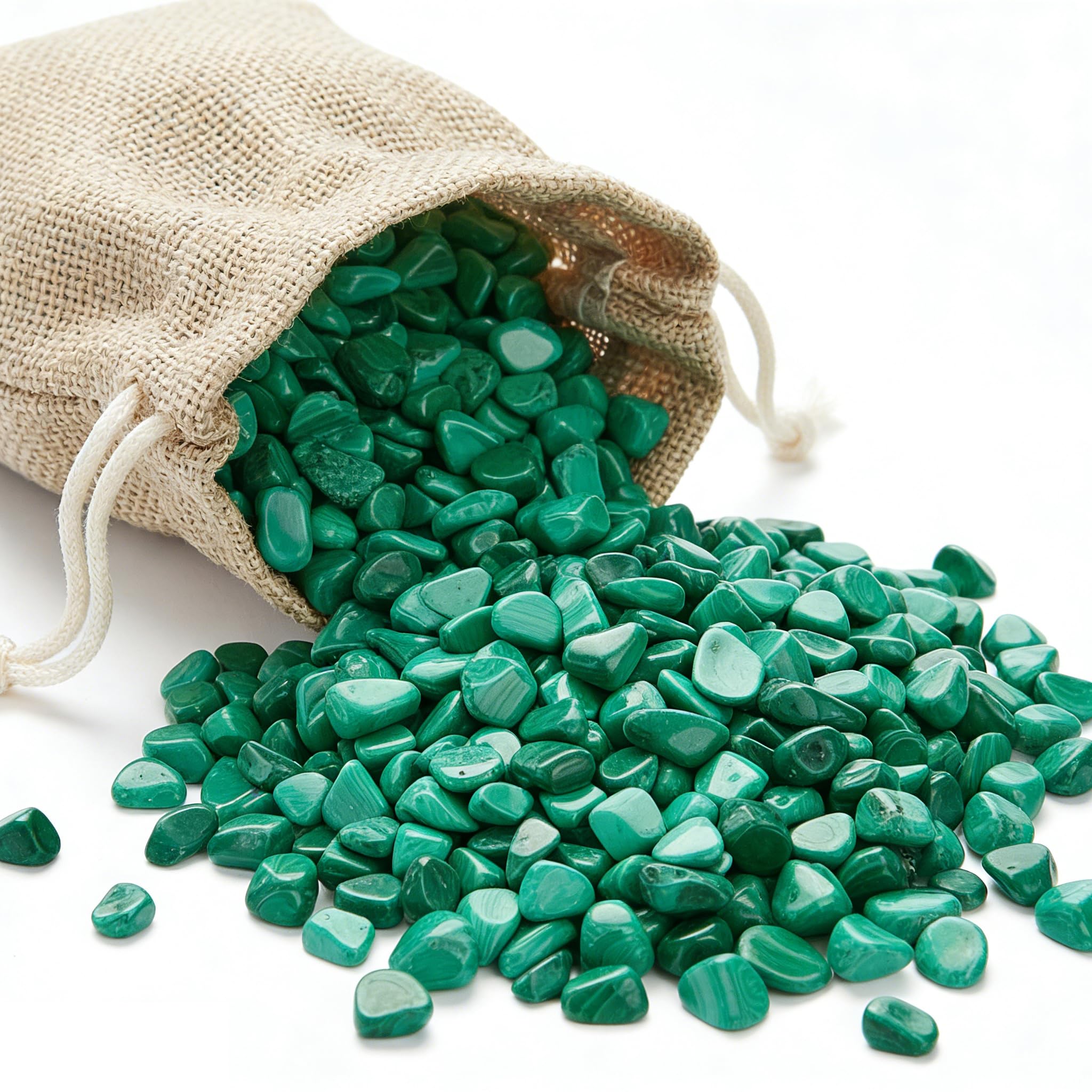 Malachite Natural Crushed Stone Bulk Small Tumbled Chips Crystal Healing Reiki for Outdoor Indoor Home Making Decoration, Fish Tank, Vase Fillers, Succulent Pot Decor, 1lb 0.3-0.4"