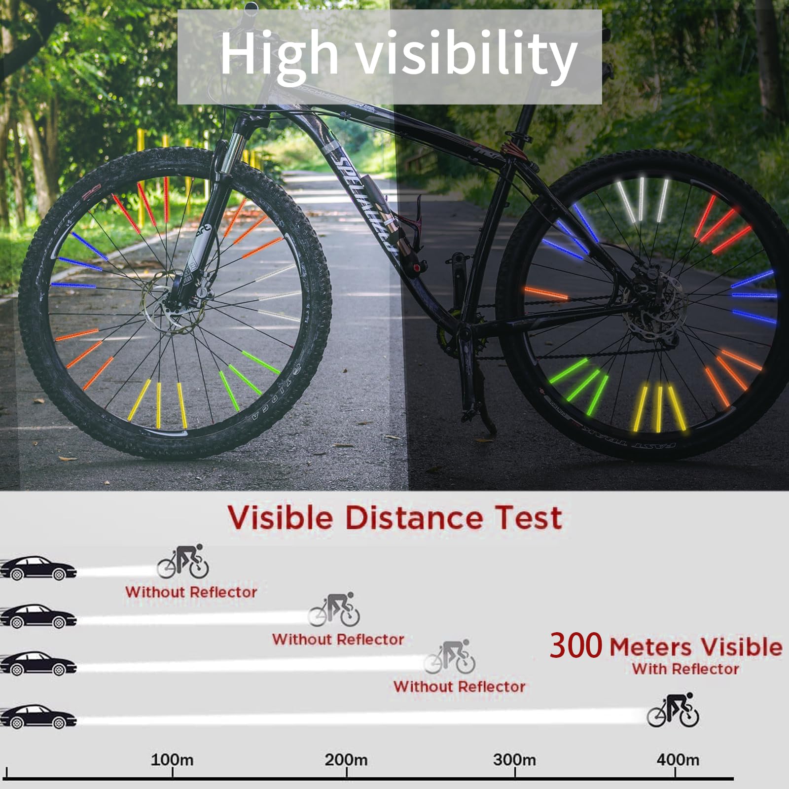 Flintronic Riflettori Per Raggi Bici - 48 Pezzi | Catarifrangenti A 360&deg; | Montaggio Facile | Materiale ABS
