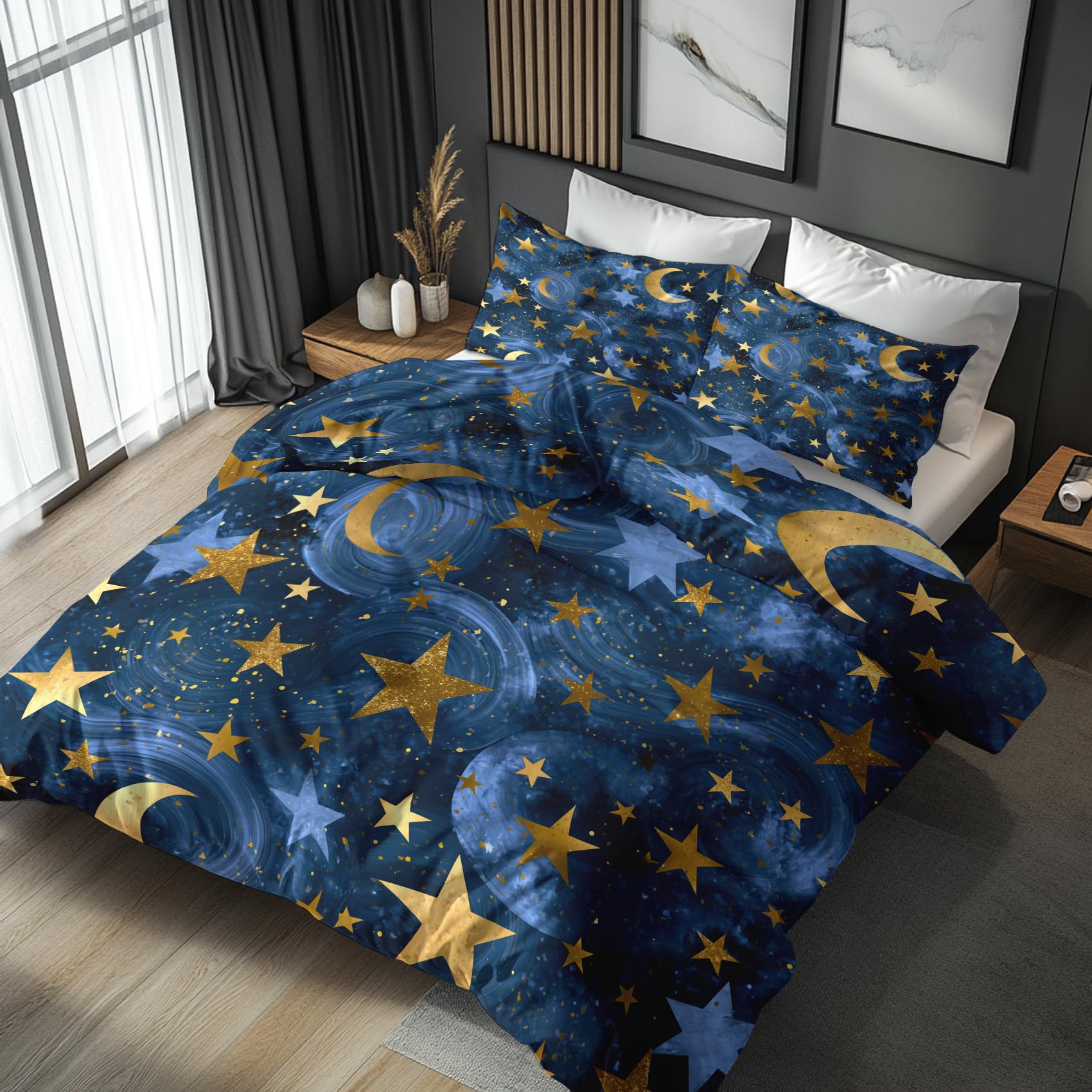NOGAWA Moon and Star Super King Duvet Cover Sets, Decor, 260 x 220